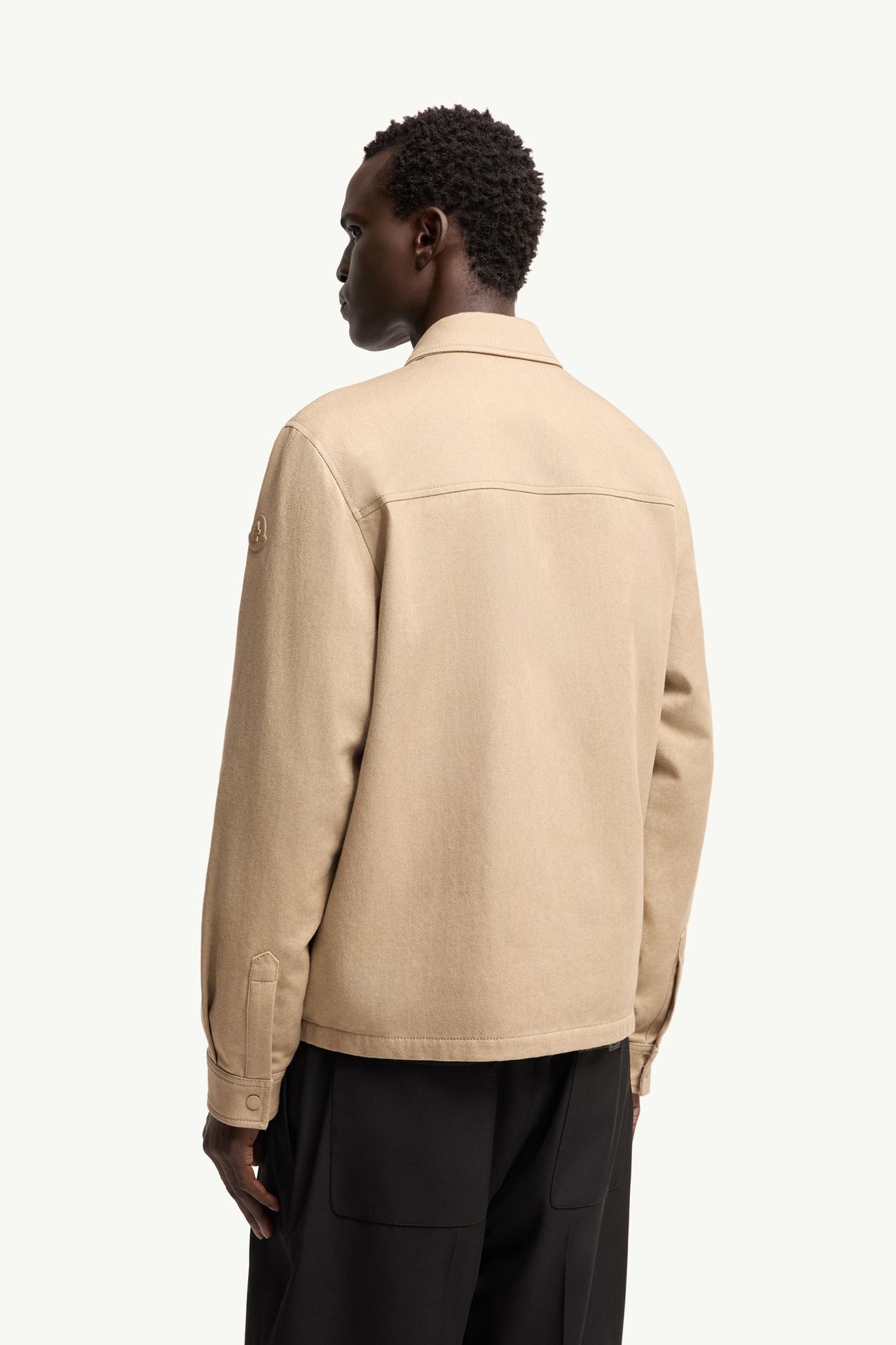 Leather Logo Cotton Shirt Jacket Men Beige Moncler 4