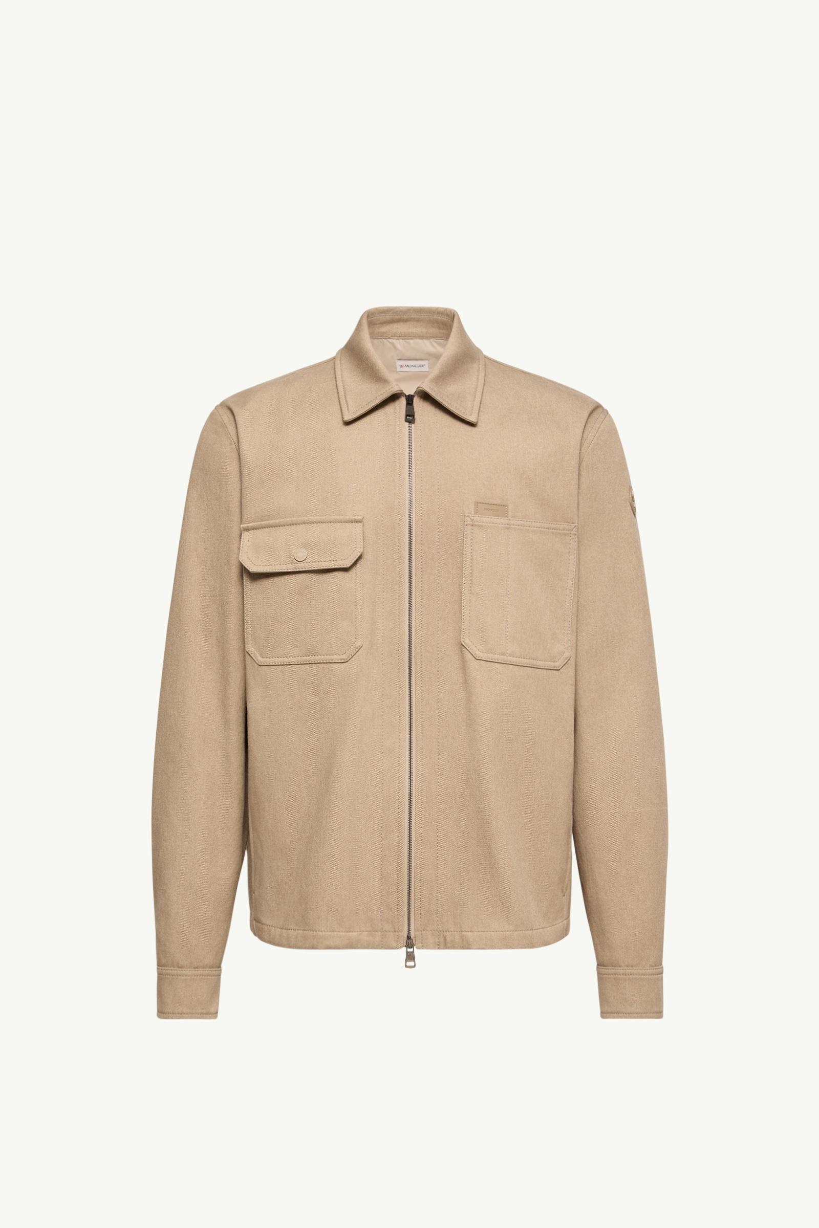 Leather Logo Cotton Shirt Jacket Men Beige Moncler, 1 of 0