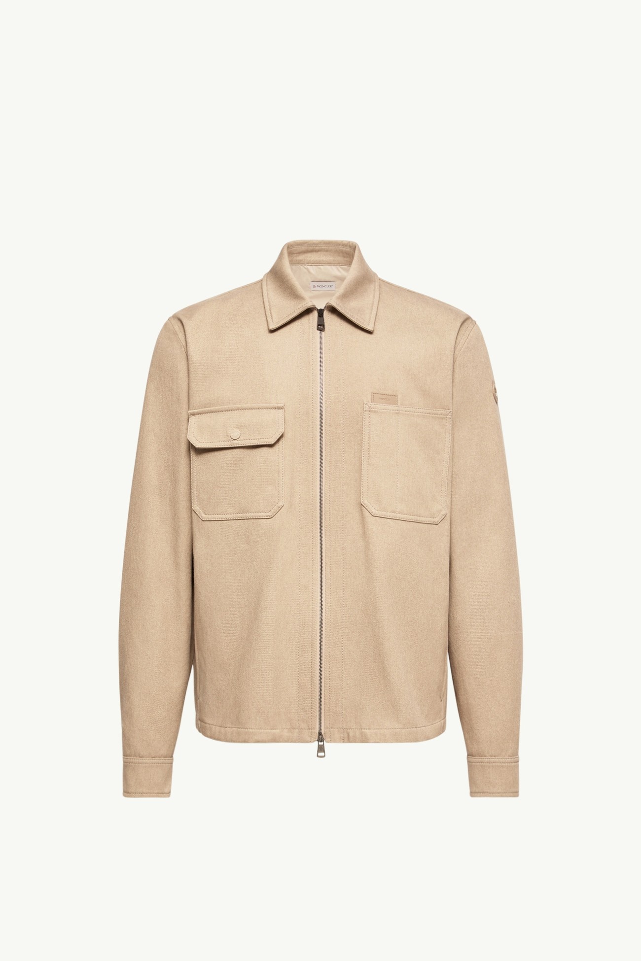 Leather Logo Cotton Shirt Jacket Men Beige Moncler 2
