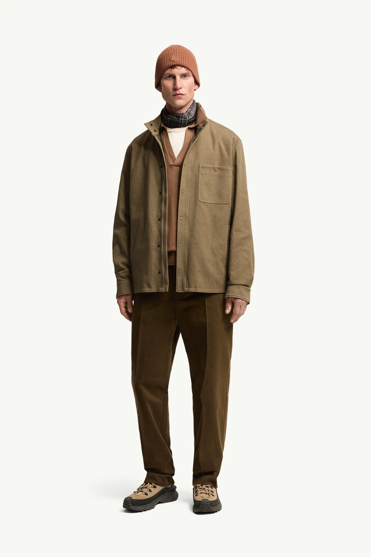 Jacke aus Baumwolle mit Lederlogo Herren Olivgrün Moncler 0