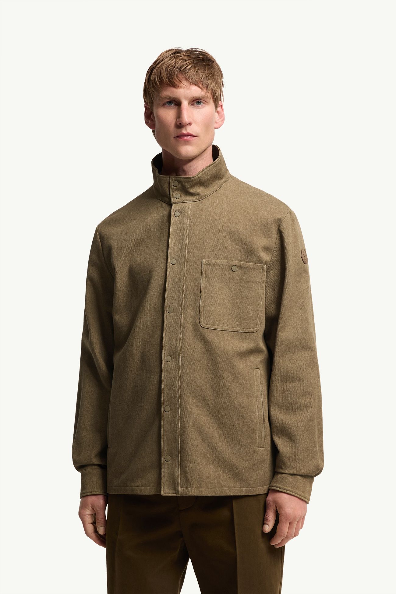男士皮革标识棉质夹克外套 男士 橄榄绿 Moncler 3