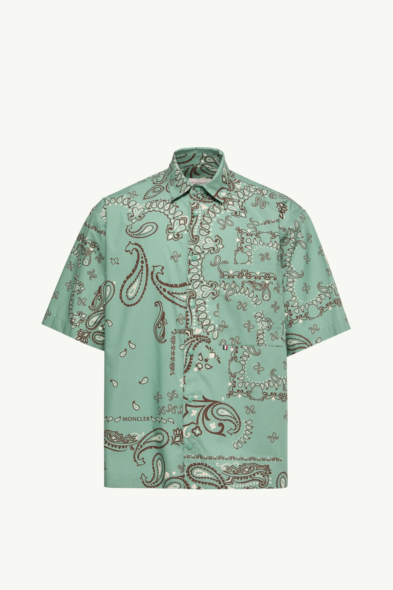 Kurzarmhemd aus Baumwolle mit Paisley Herren Wassergrün Moncler 2