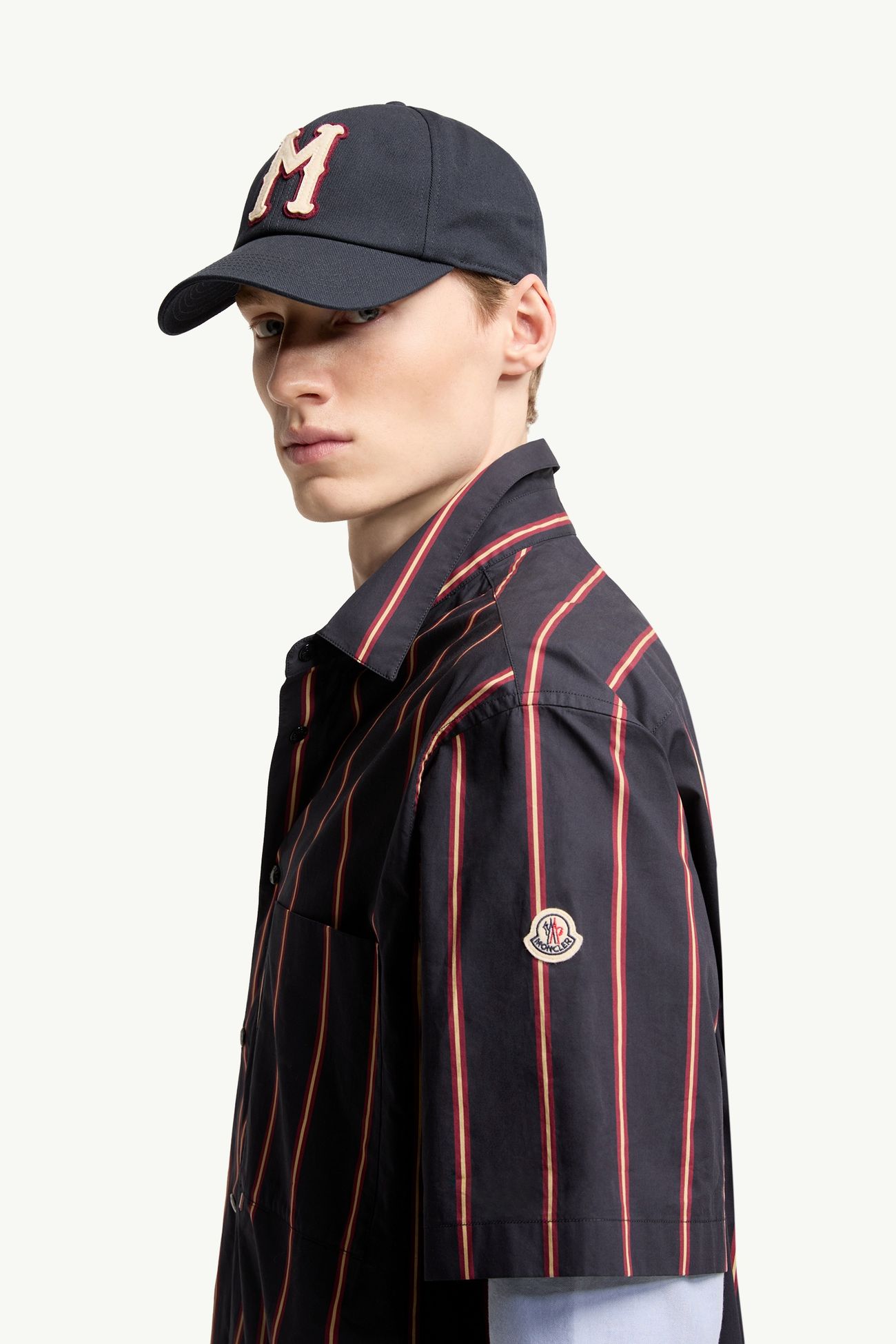 Camicia a maniche corte in cotone a righe Uomo Blu & Rosso Moncler 1