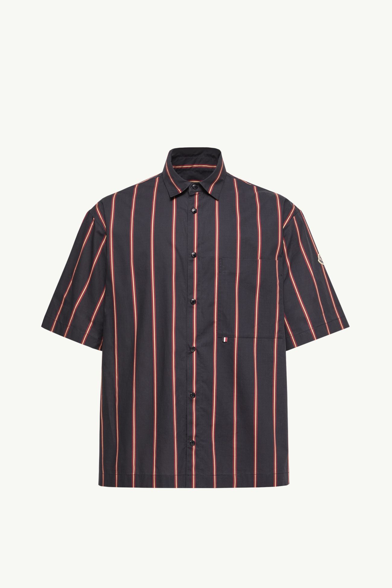 Camicia a maniche corte in cotone a righe Uomo Blu & Rosso Moncler 2