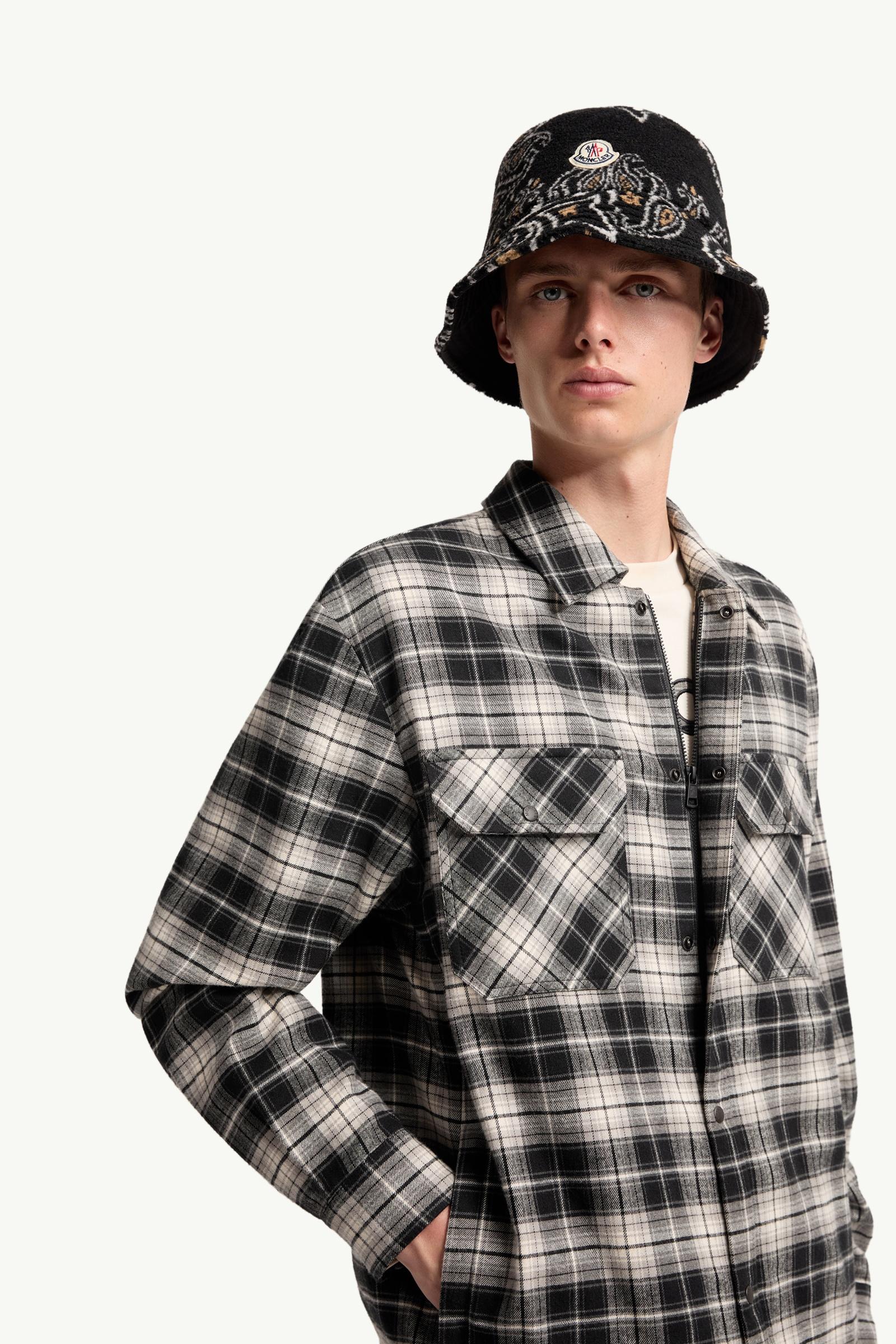 Black & White Check Cotton Flannel Zip-Up Shirt - Shirts for Men