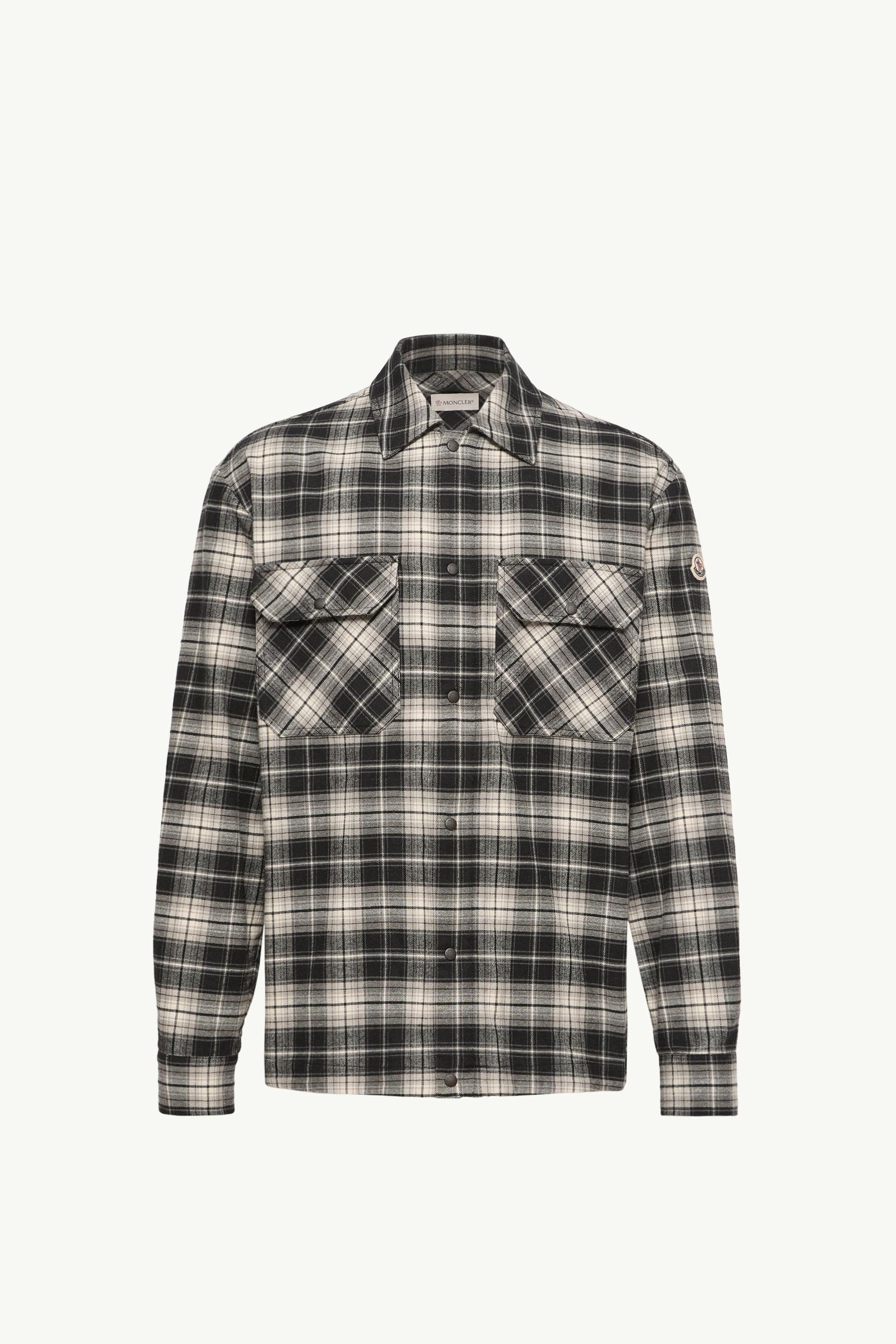 Black & White Check Cotton Flannel Zip-Up Shirt - Shirts for Men