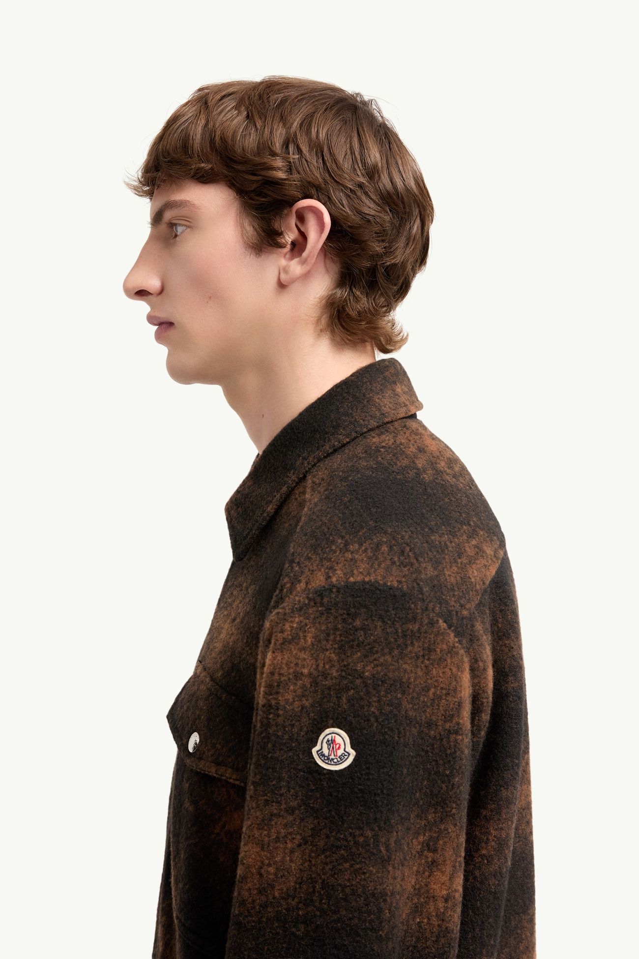 Surchemise zippée en jersey à carreaux Hommes Marron & Noir Moncler 1