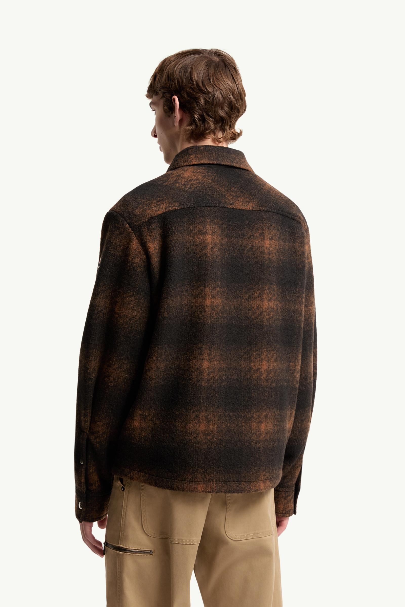 Brown & Black Check Jersey Zip-up Shirt Jacket - Shirts for Men
