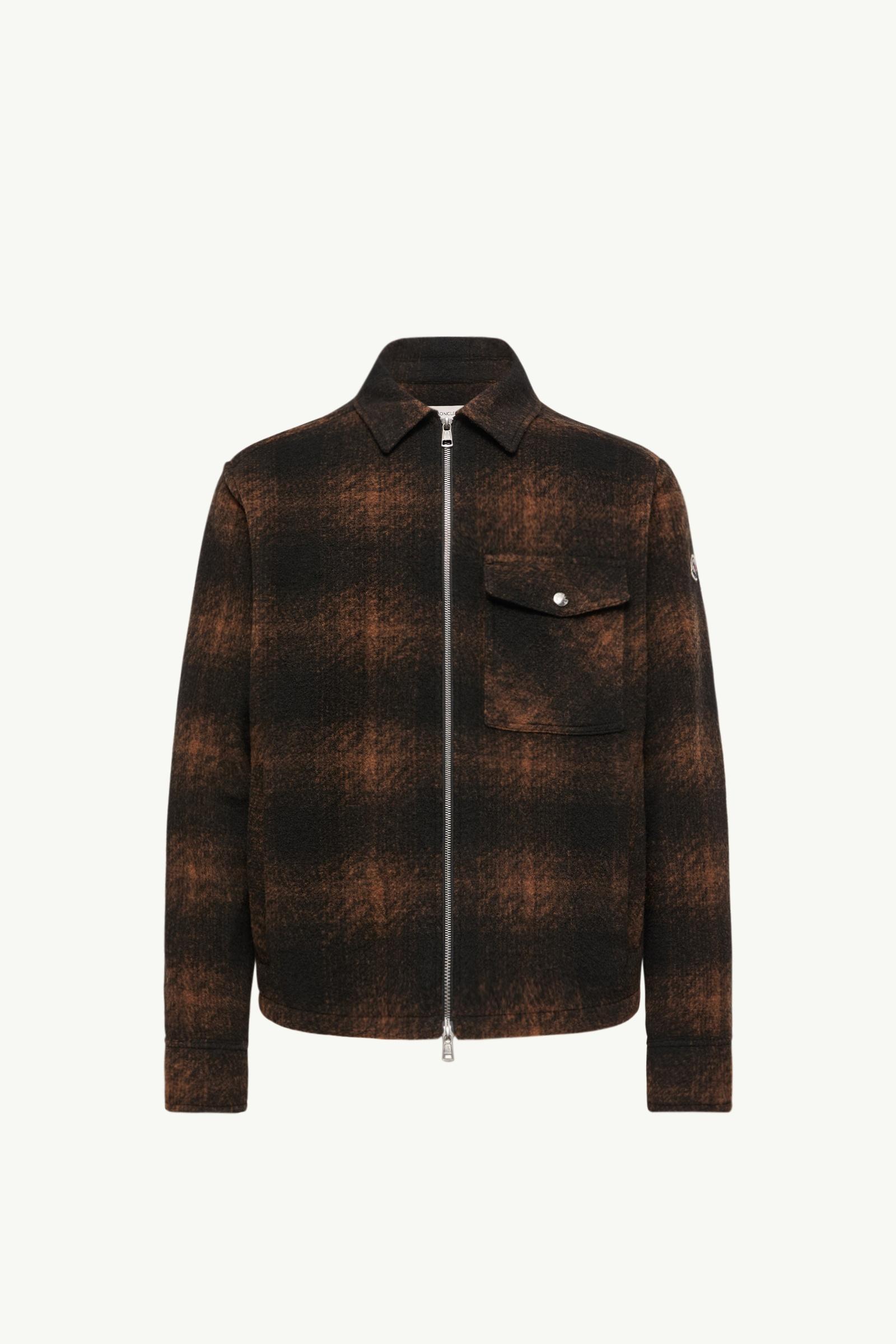 Kariertes Jersey-Hemd mit Reißverschluss Herren Braun & Schwarz Moncler, 1 of 0