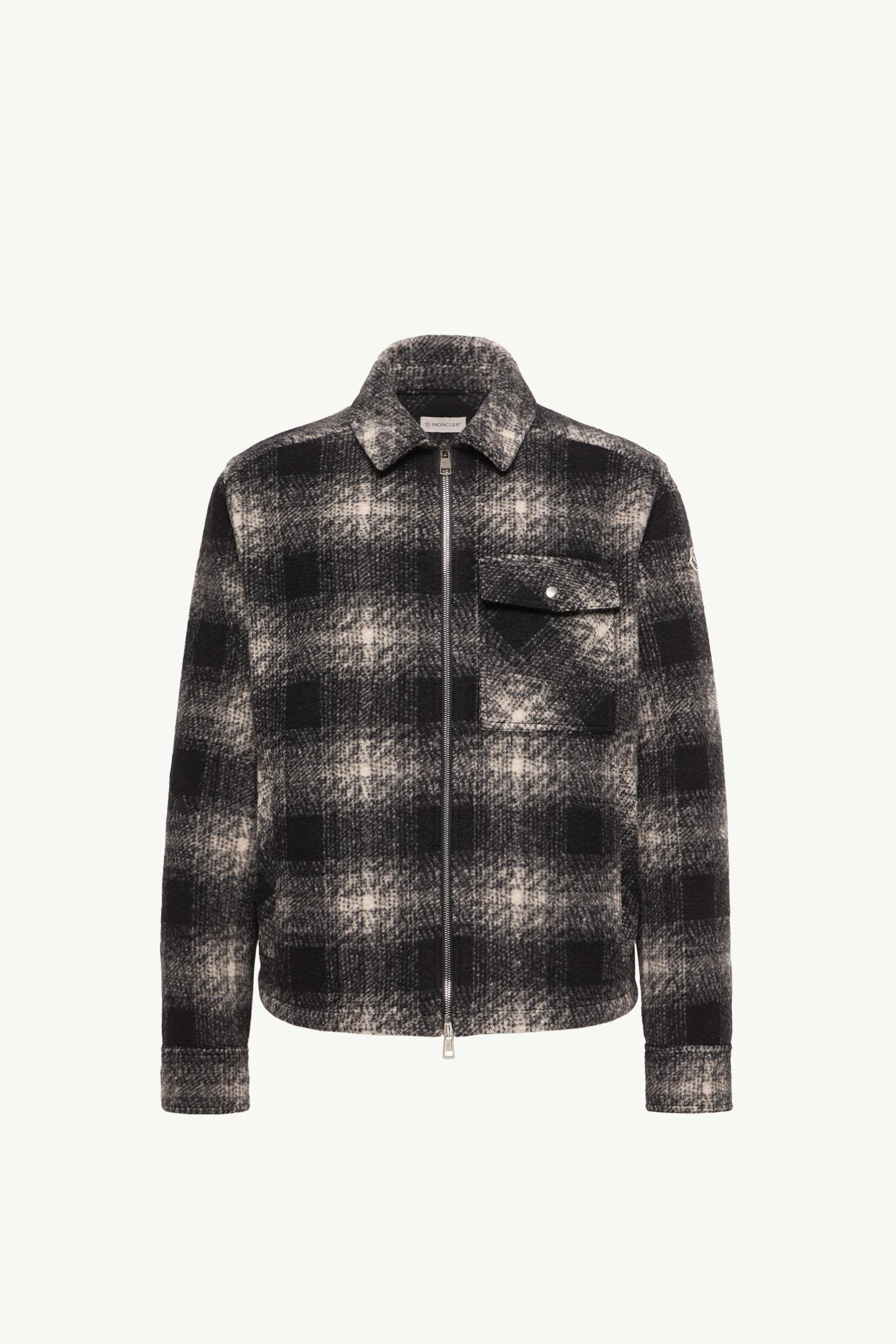 Black & Grey Check Jersey Zip-up Shirt Jacket - Shirt Jackets for