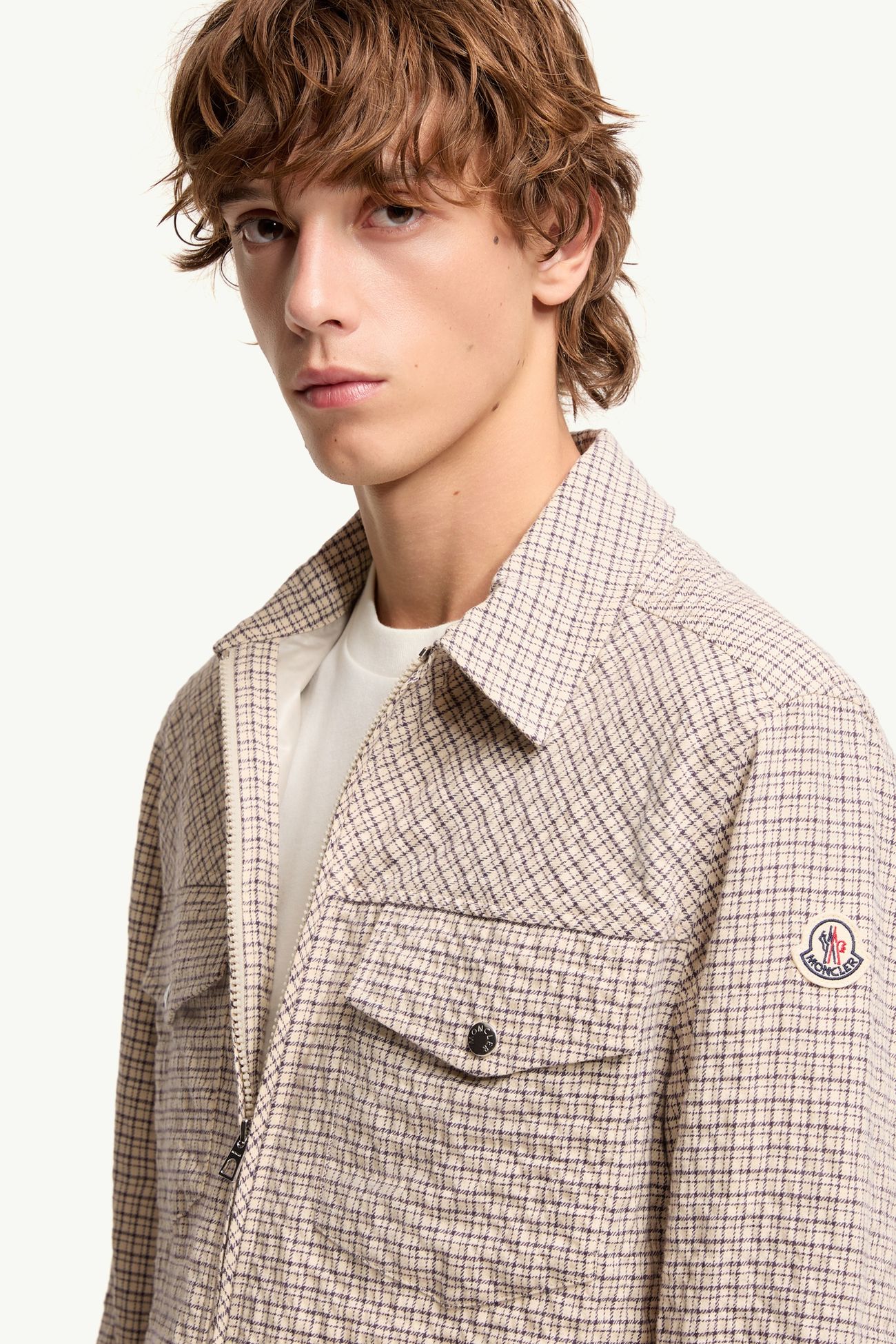 Micro Madras Flannel Shirt Jacket Men White Moncler 5
