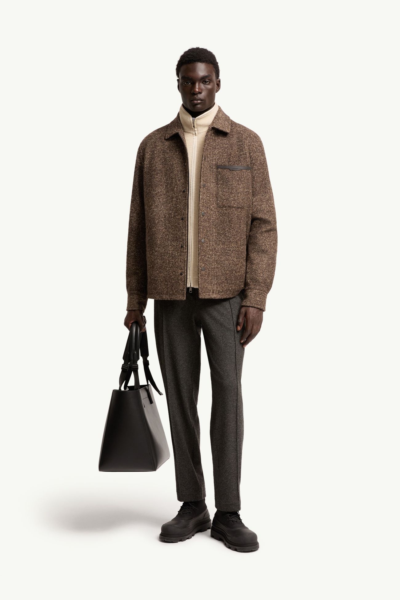 Check Jersey Shirt Jacket Men Brown Moncler 0