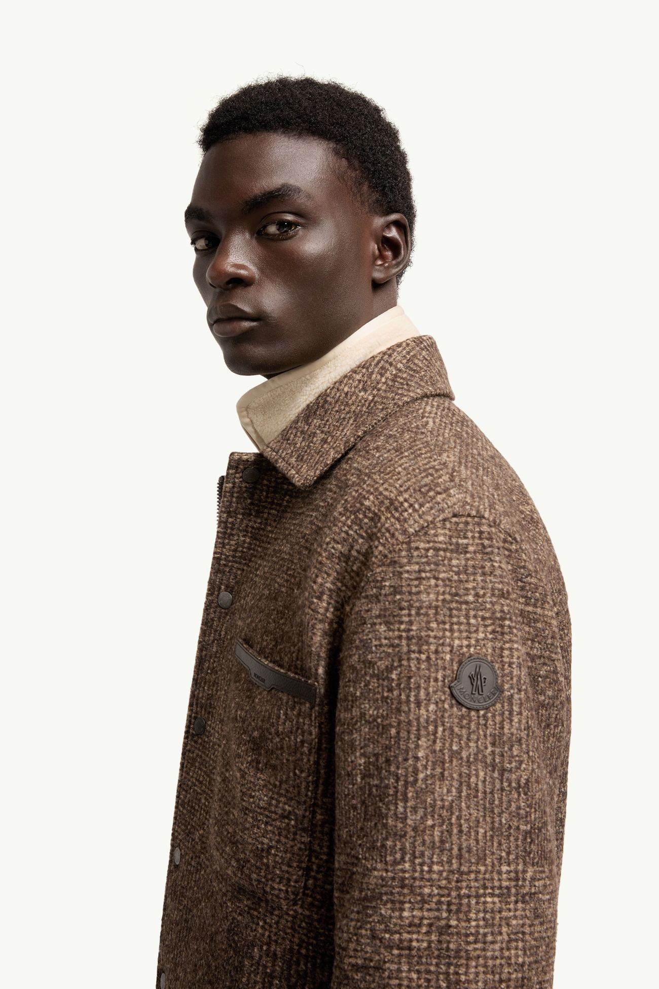 Check Jersey Shirt Jacket Men Brown Moncler 1
