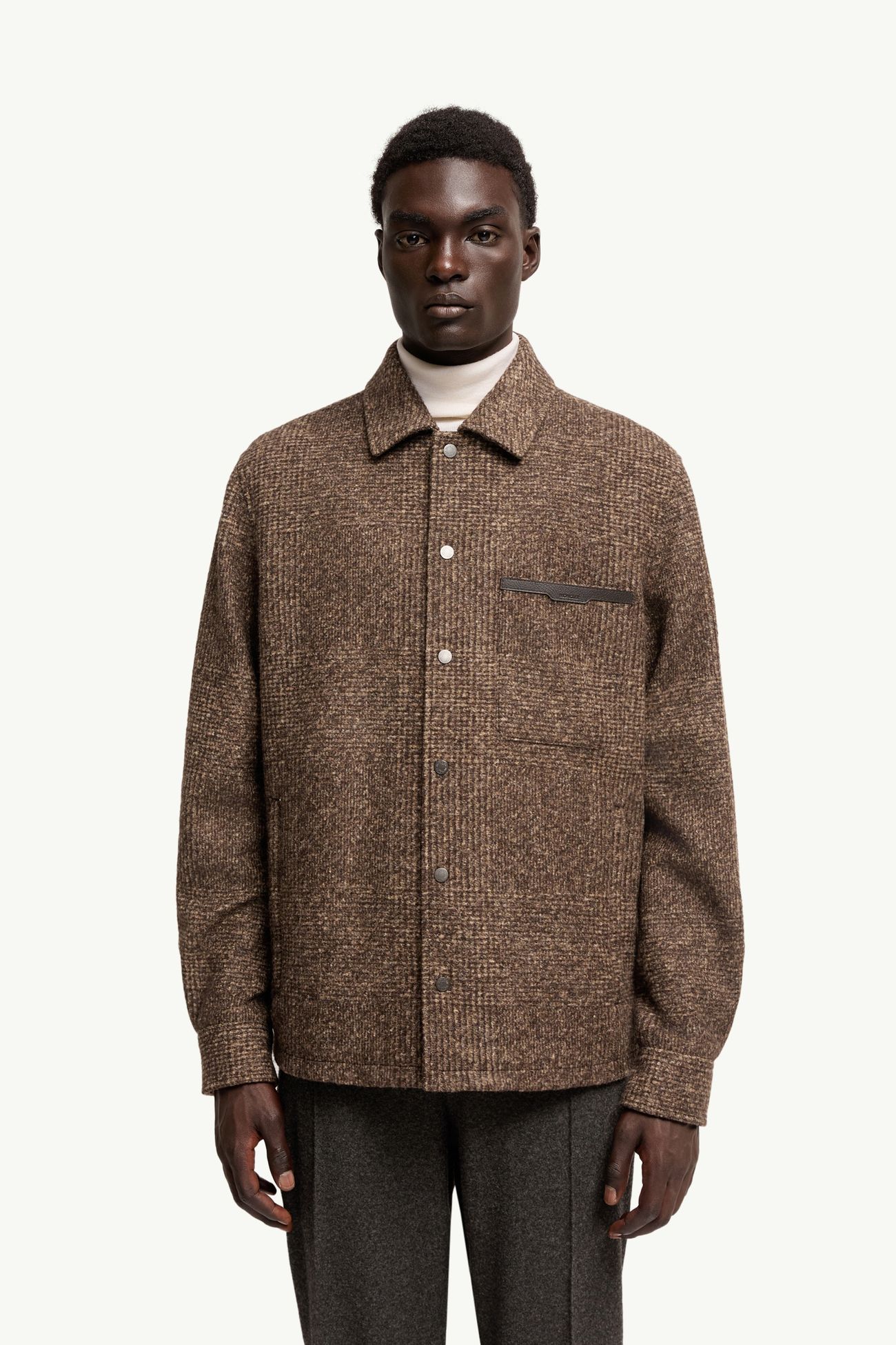 Check Jersey Shirt Jacket Men Brown Moncler 3