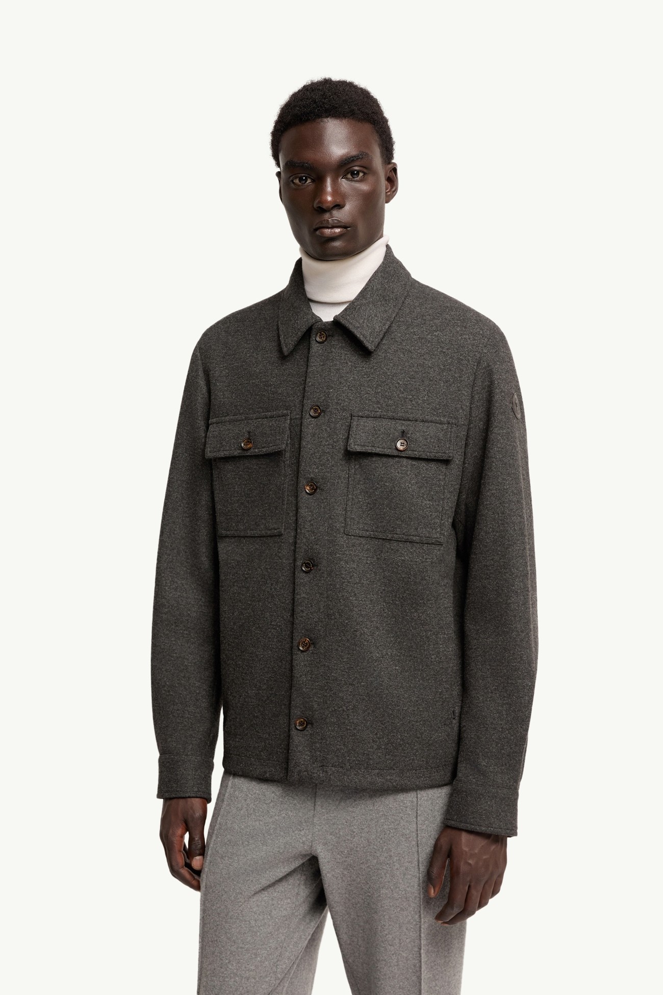 Giacca Camicia in Flanella Uomo Grigio Scuro Moncler 3