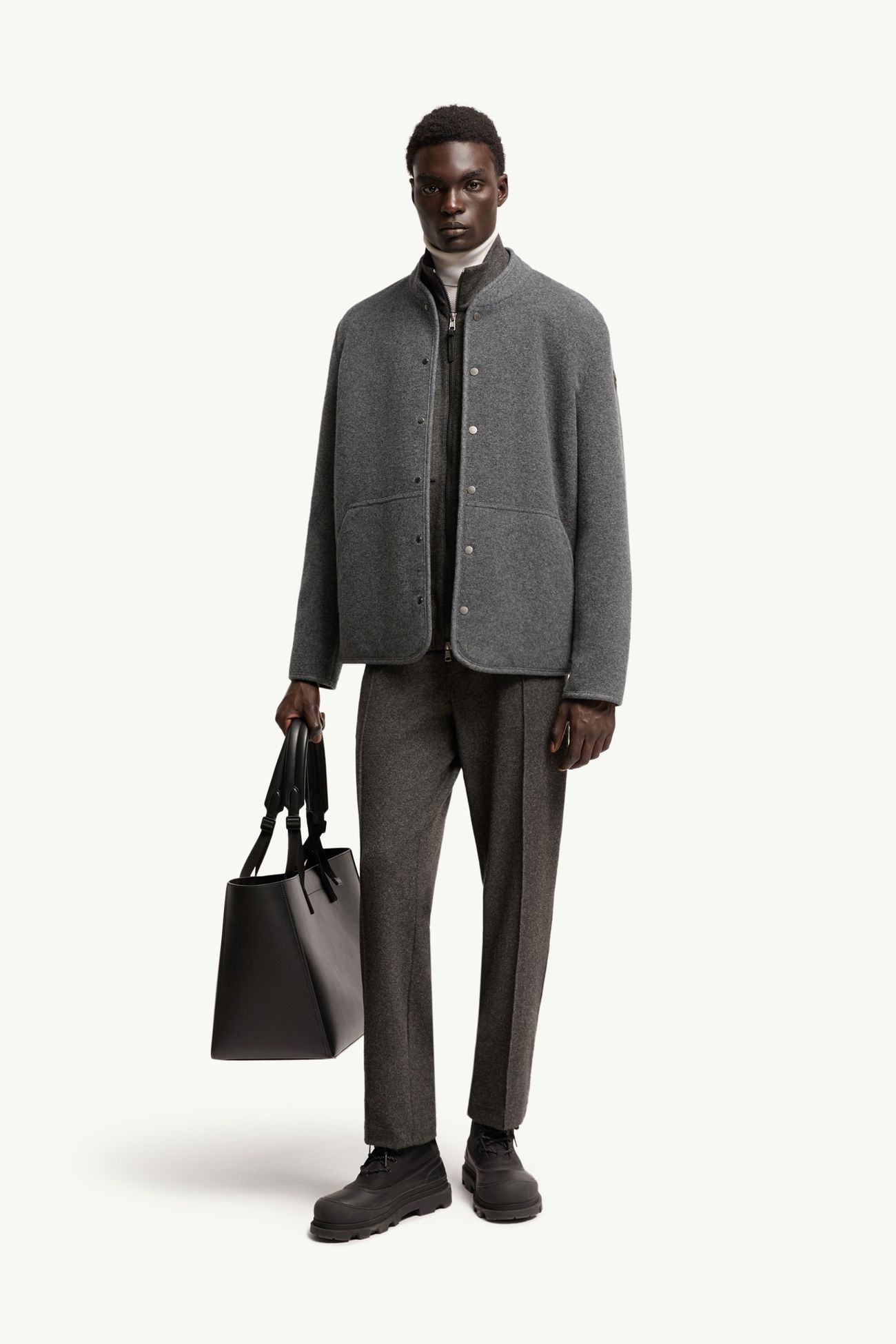 Wool Shirt Jacket Men Dark Gray Moncler 0