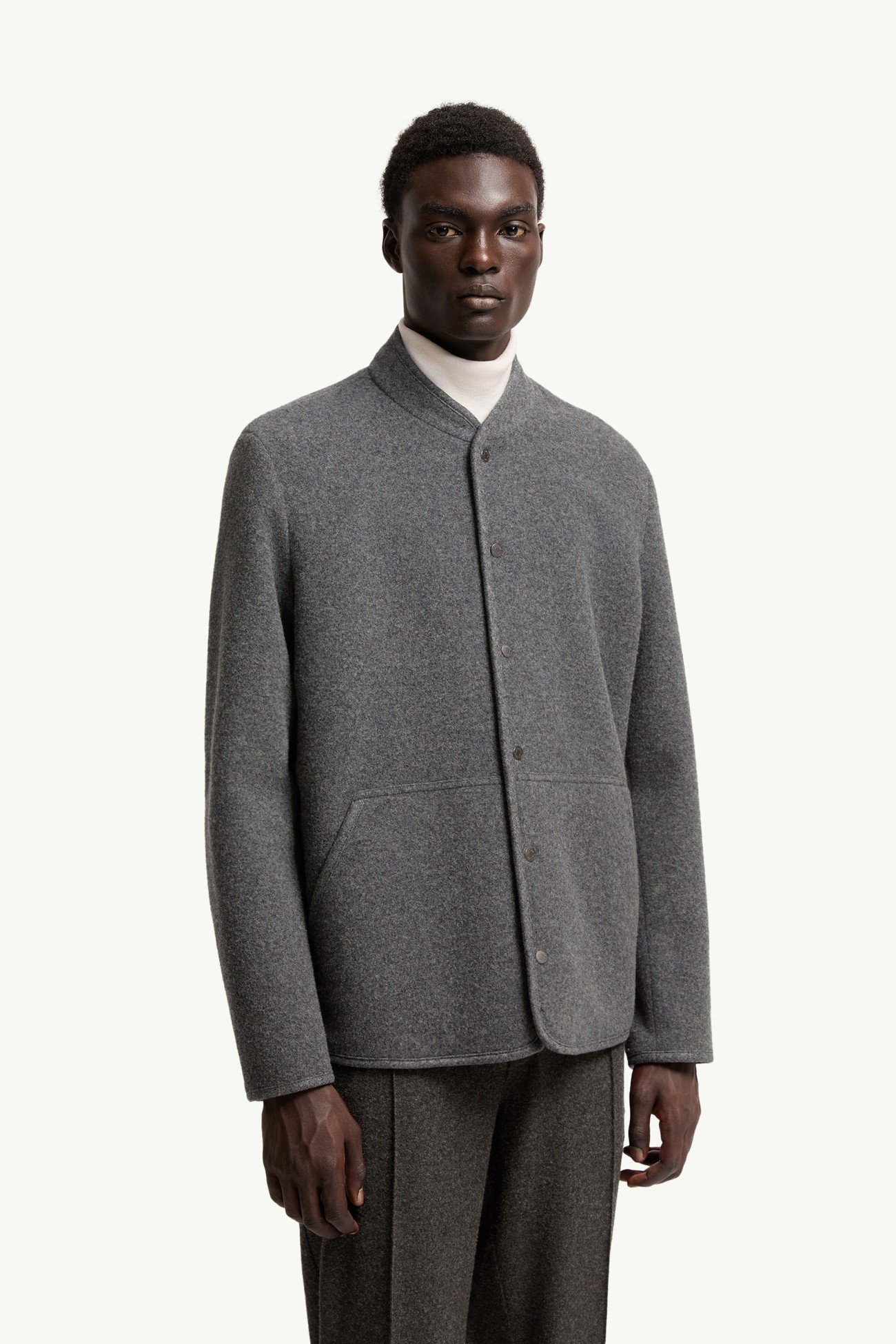 Wool Shirt Jacket Men Dark Gray Moncler 3