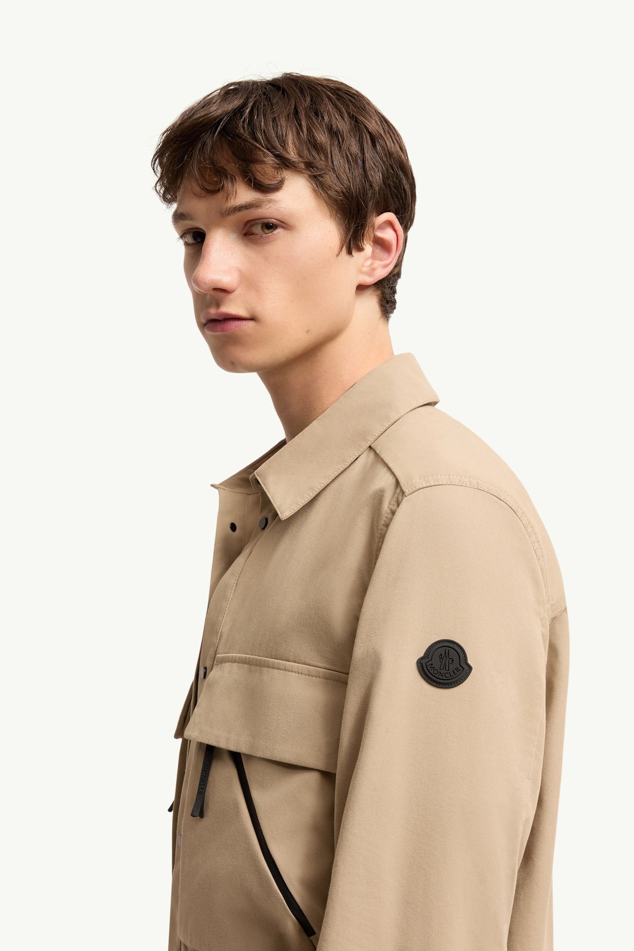 Brushed Cotton Shirt Men Beige Moncler 1