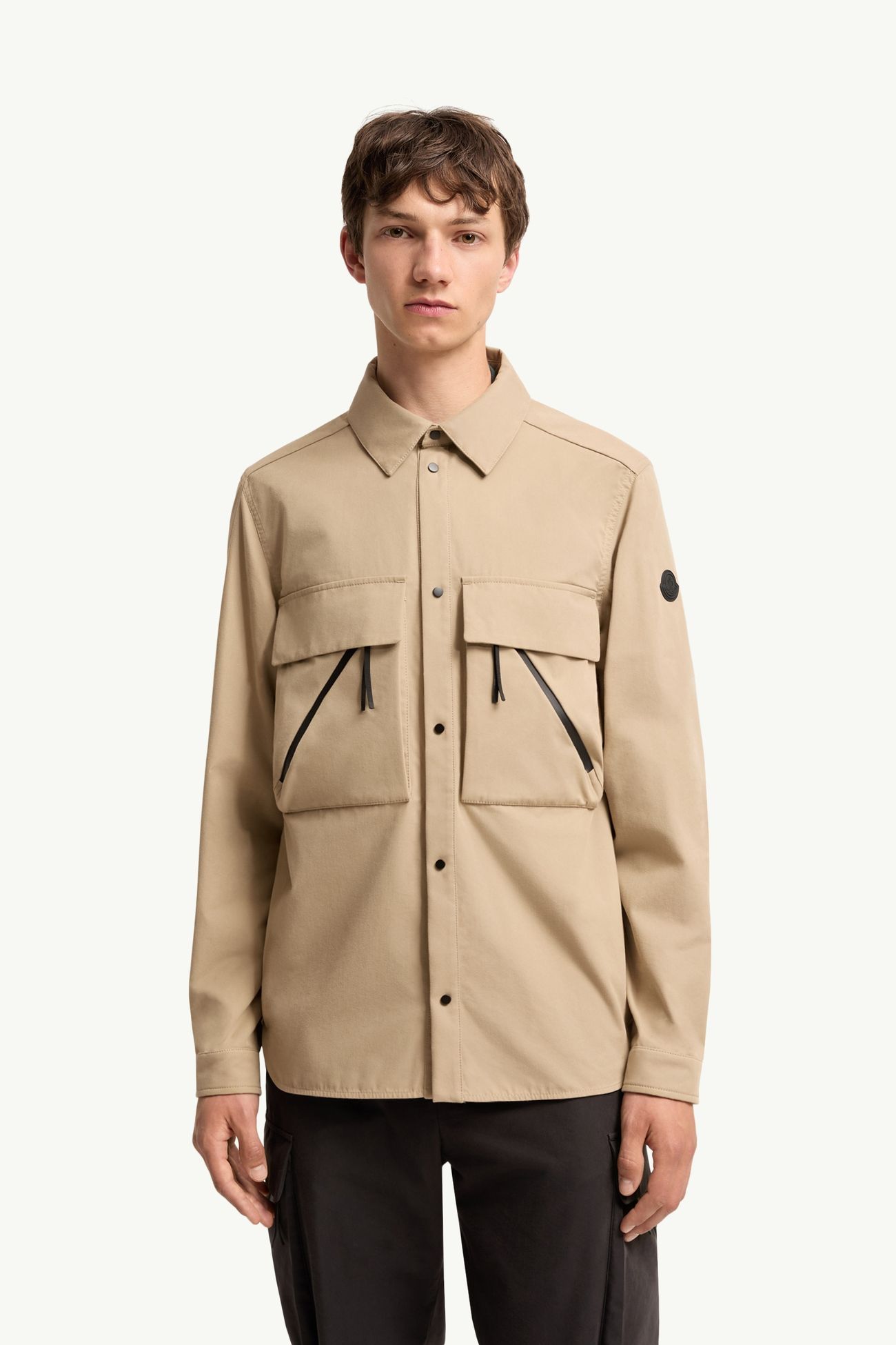 Brushed Cotton Shirt Men Beige Moncler 3