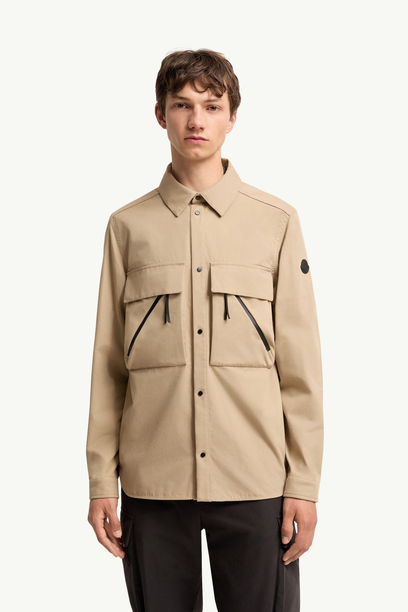 Brushed Cotton Shirt Men Beige Moncler 3