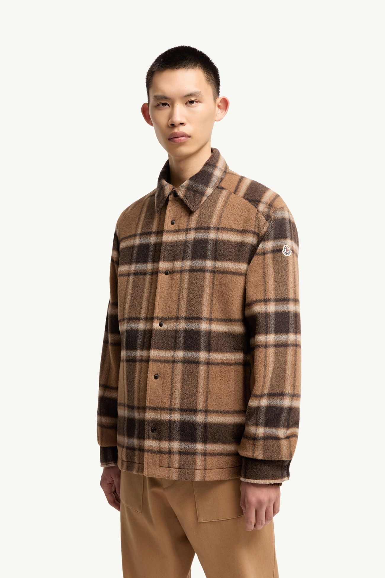 Chaqueta camisera de lana a cuadros Hombre Beige & Marrón Moncler 3