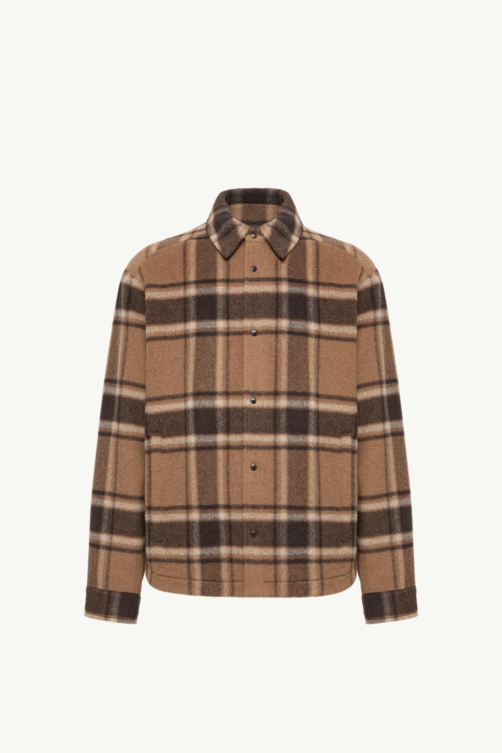 Check Wool Shirt Jacket Men Beige & Brown Moncler, 1 of 0