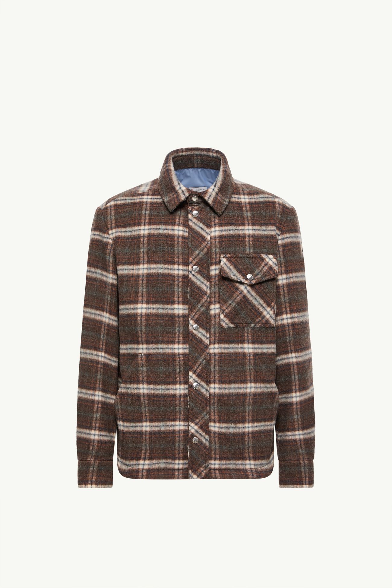 Check Wool Shirt Jacket Men Brown Moncler 2