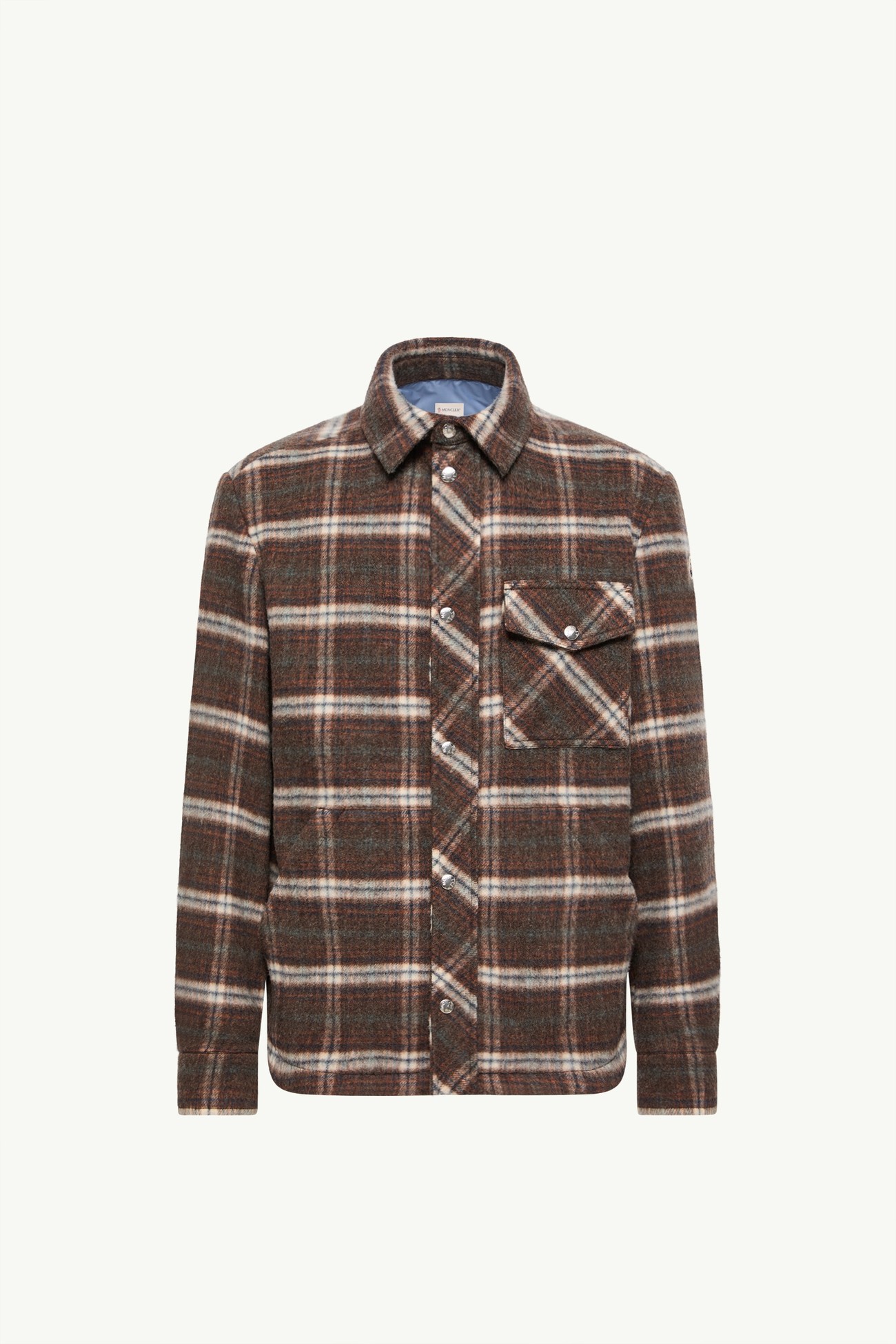 Check Wool Shirt Jacket Men Brown Moncler 2