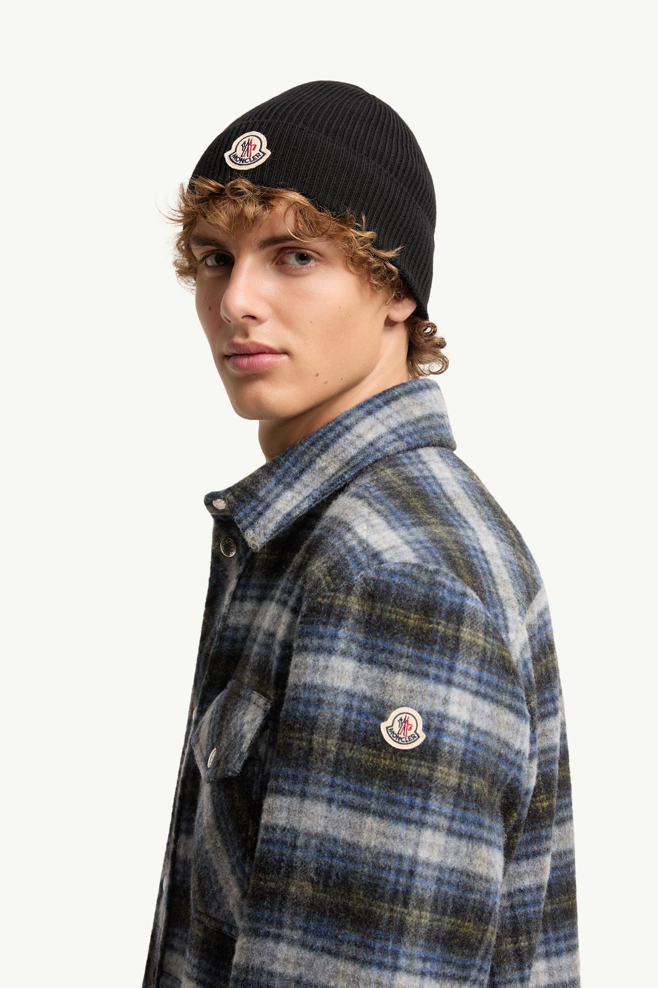 格紋羊毛恤衫式外套 男士 黑色 Moncler 1