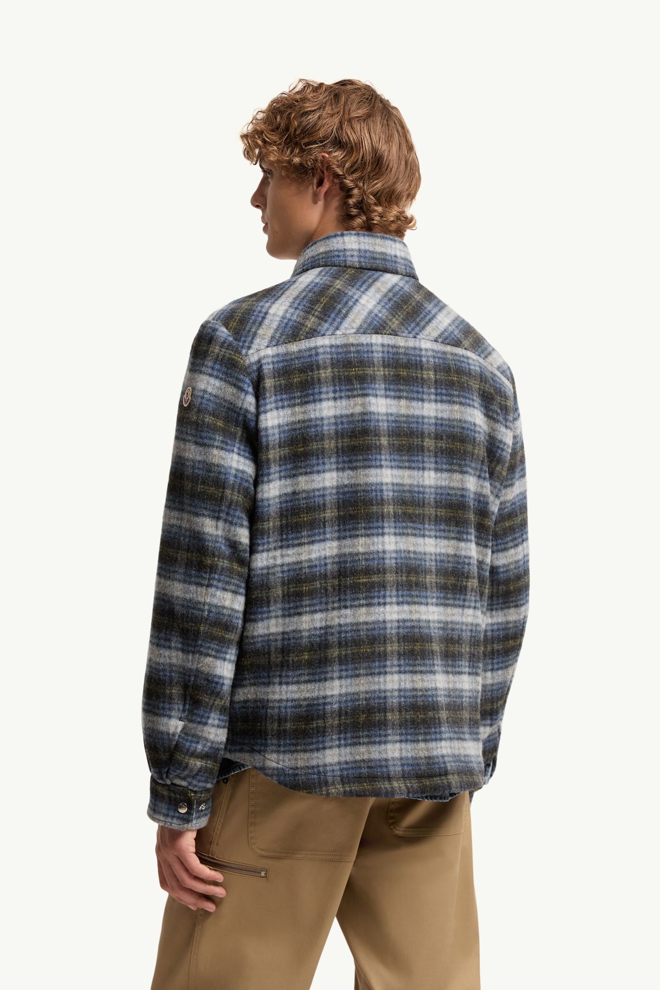 Check Wool Shirt Jacket Men Black Moncler 4