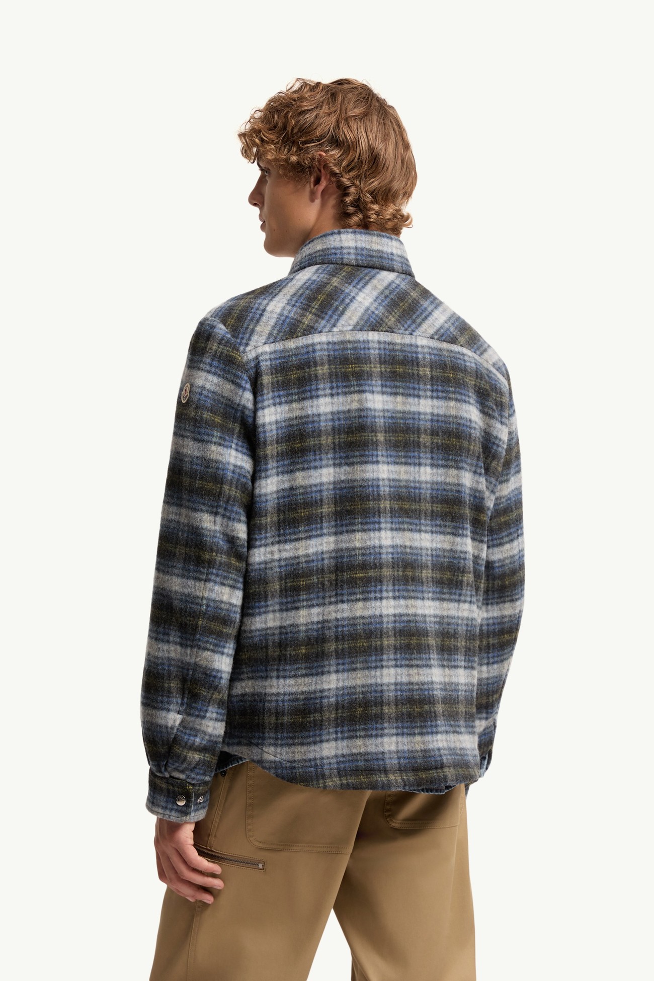 Check Wool Shirt Jacket Men Black Moncler 4