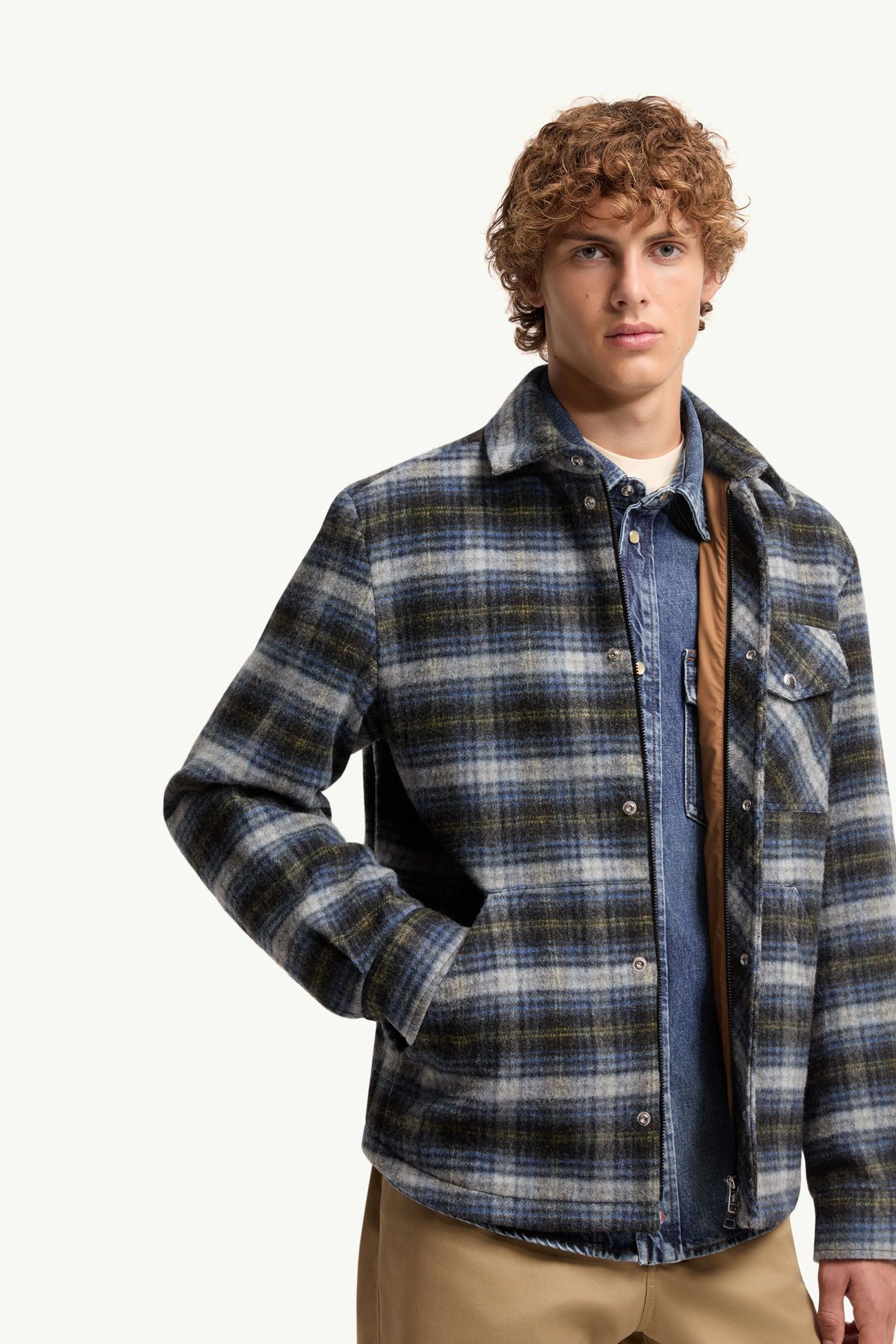 Giacca camicia in lana a quadri Uomo Nero Moncler 5