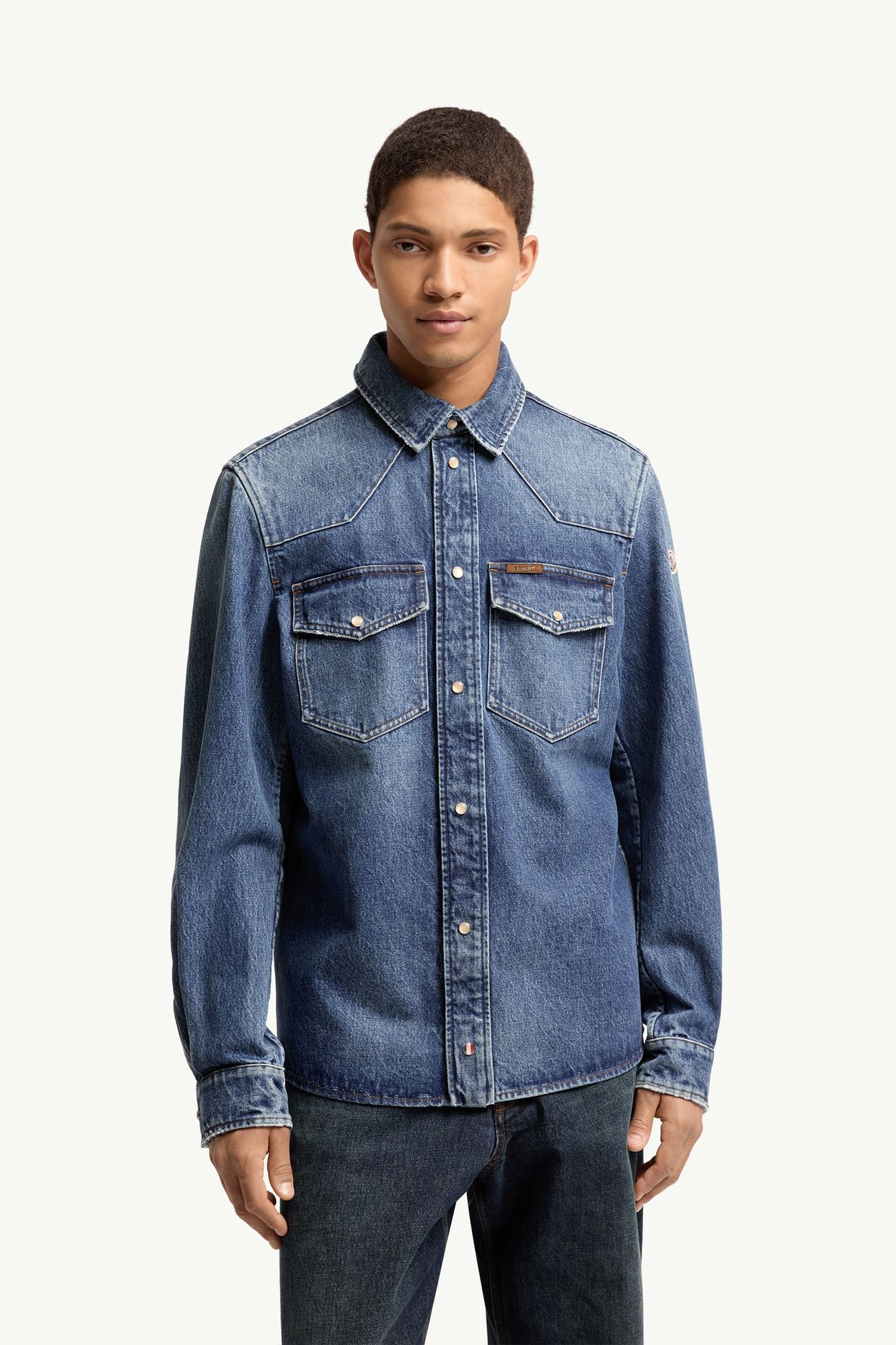 男士牛仔衬衫式夹克外套 男士 丹宁蓝 Moncler 3
