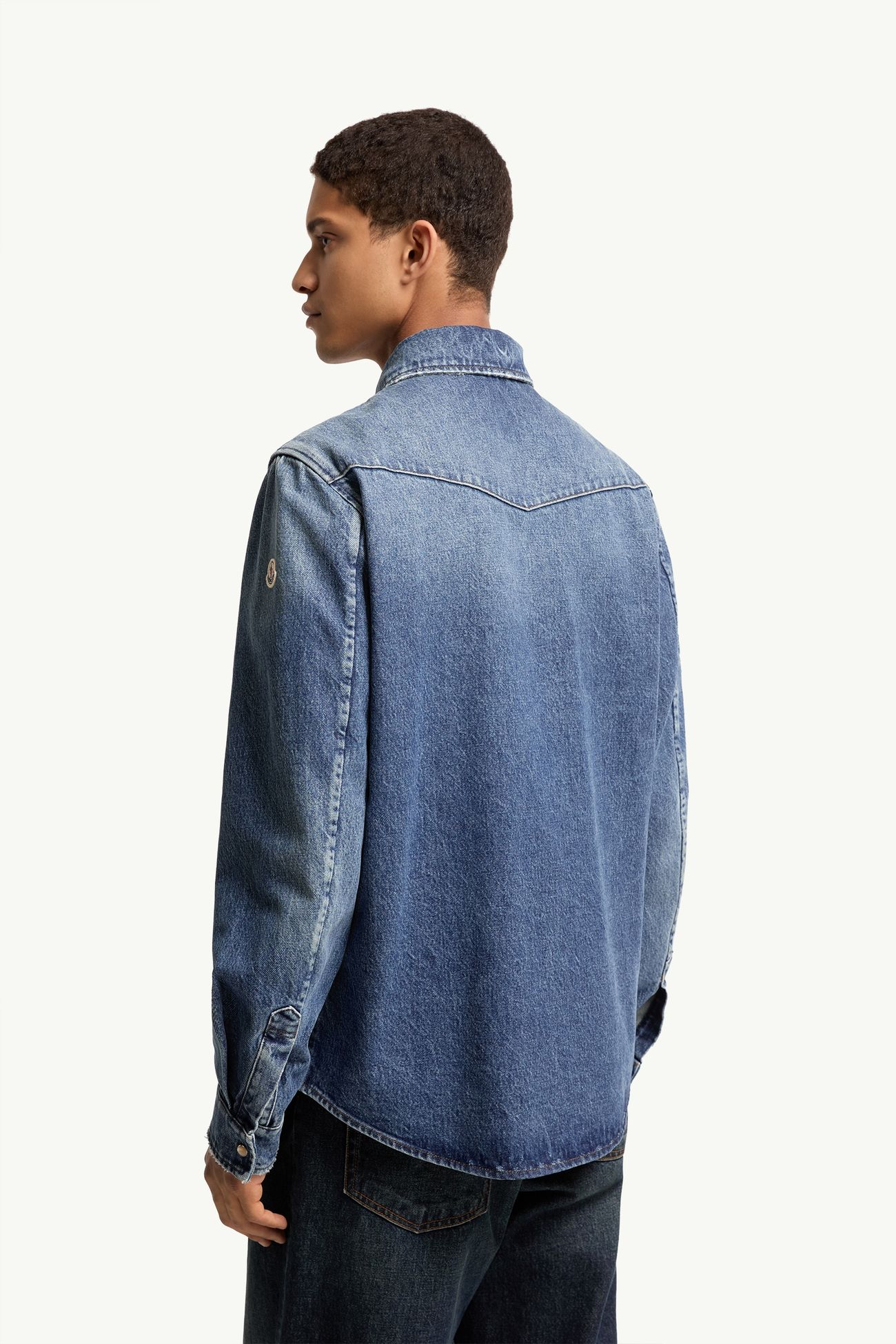Denim Shirt Jacket Men Denim Blue Moncler 4
