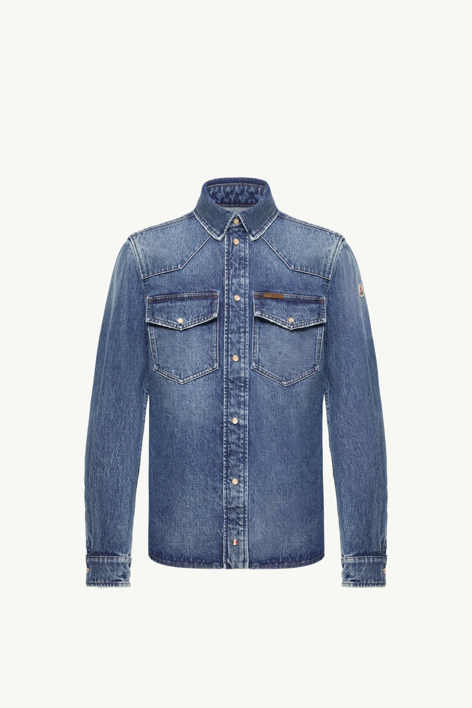Denim Shirt Jacket Men Denim Blue Moncler, 1 of 0