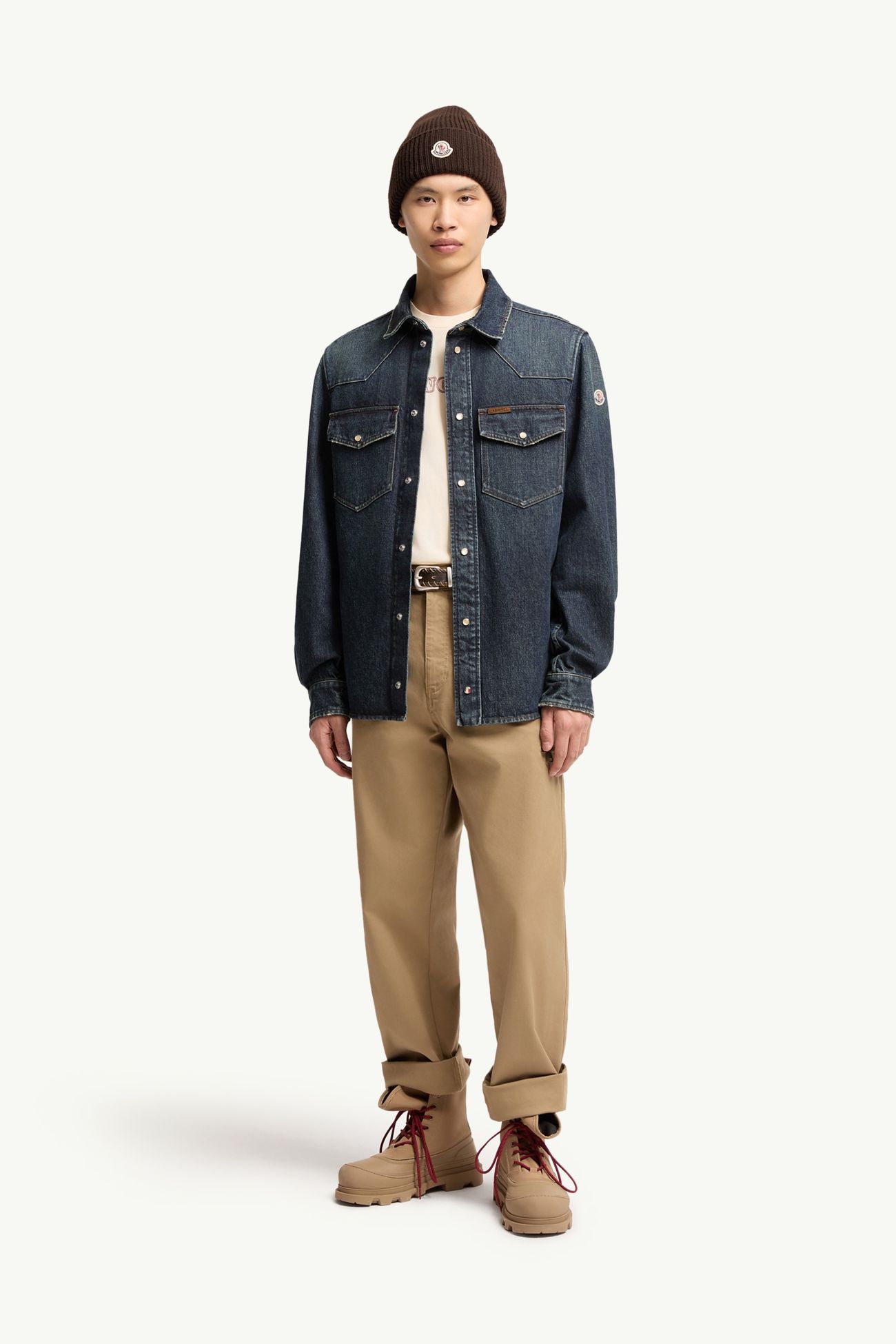 Denim Shirt Jacket Men Denim Blue Moncler 0