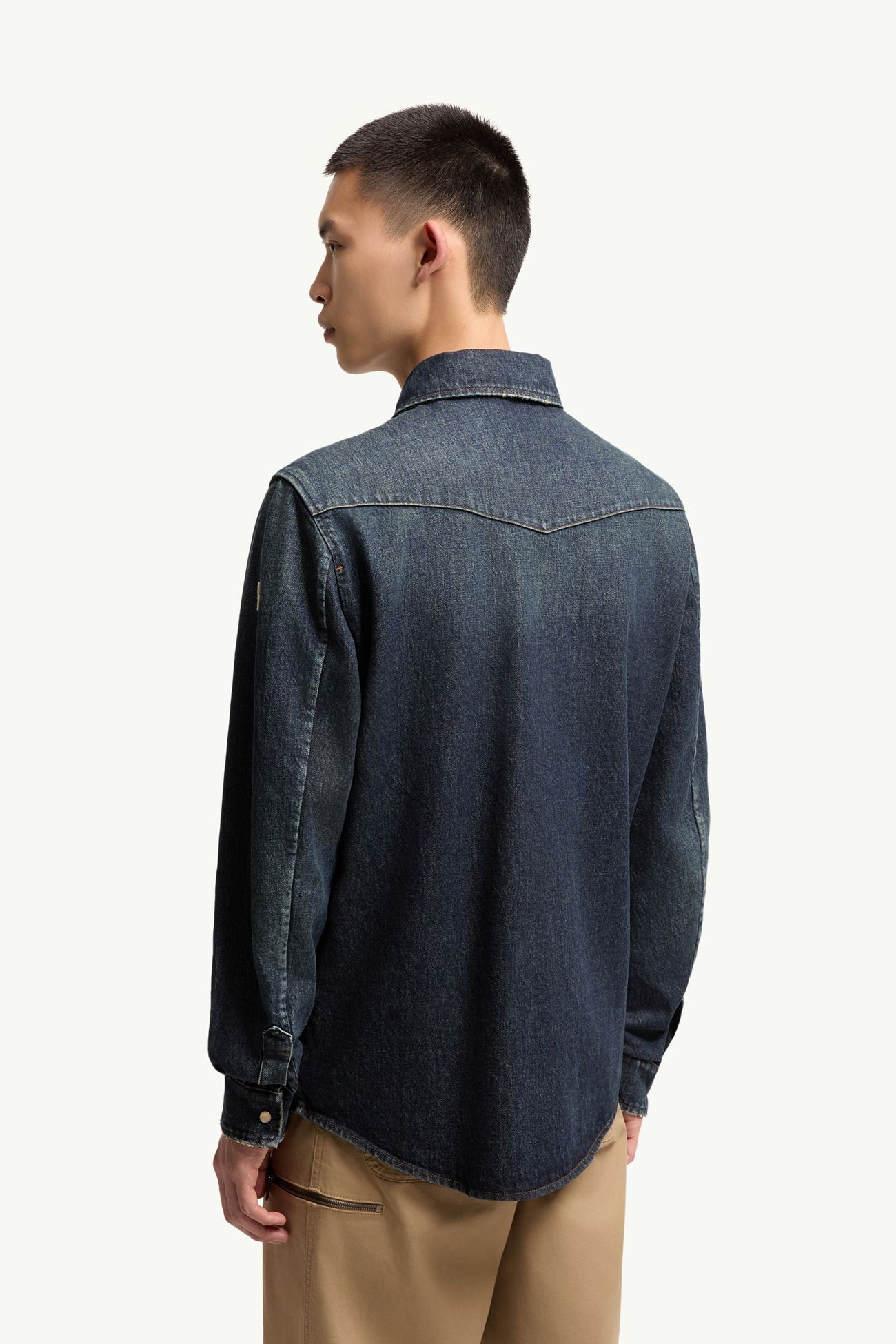 Denim Shirt Jacket Men Denim Blue Moncler 4