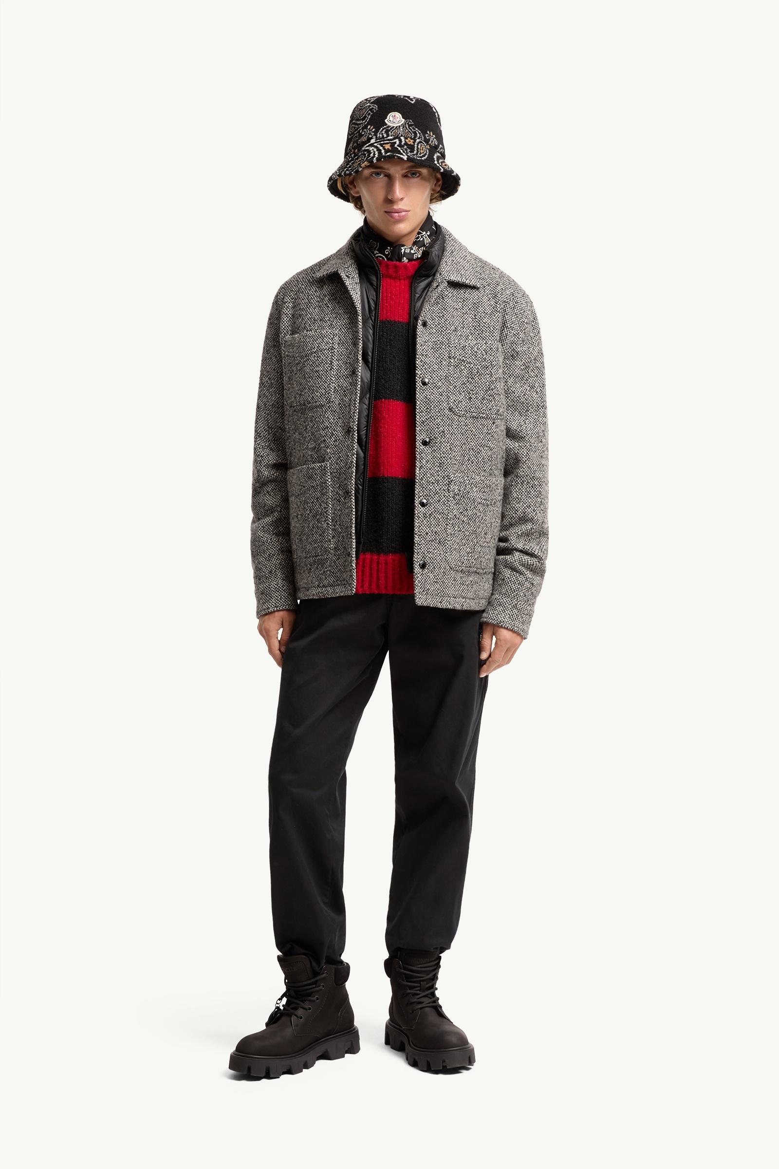 Grey Melange Wool Blend Shirt - Shirt Jackets for Men | Moncler US