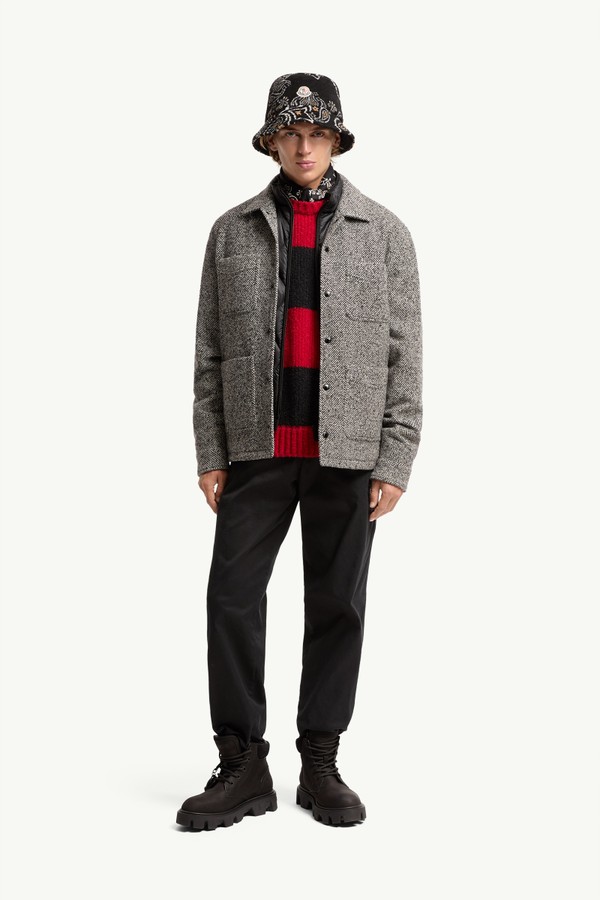 Melange Wool Blend Shirt Jacket Men Gray Moncler 0