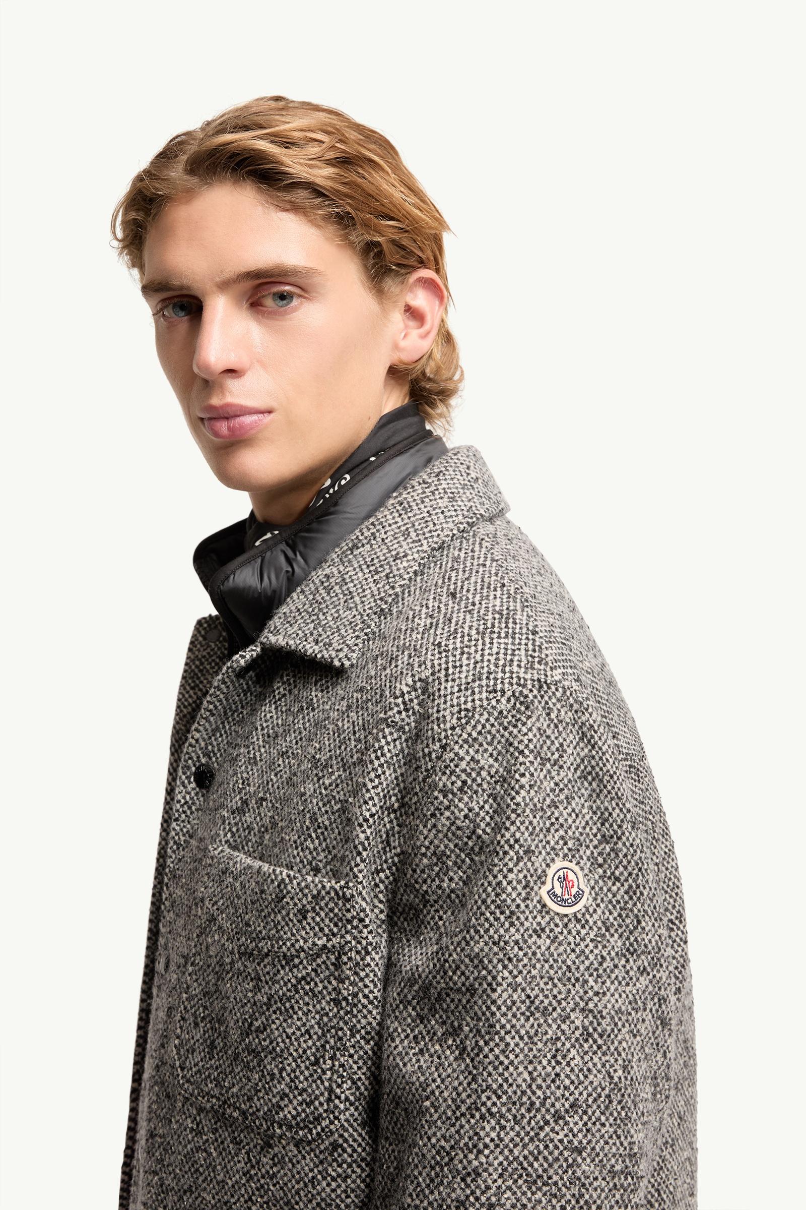 Grey Melange Wool Blend Shirt Jacket - Shirt Jackets for Men