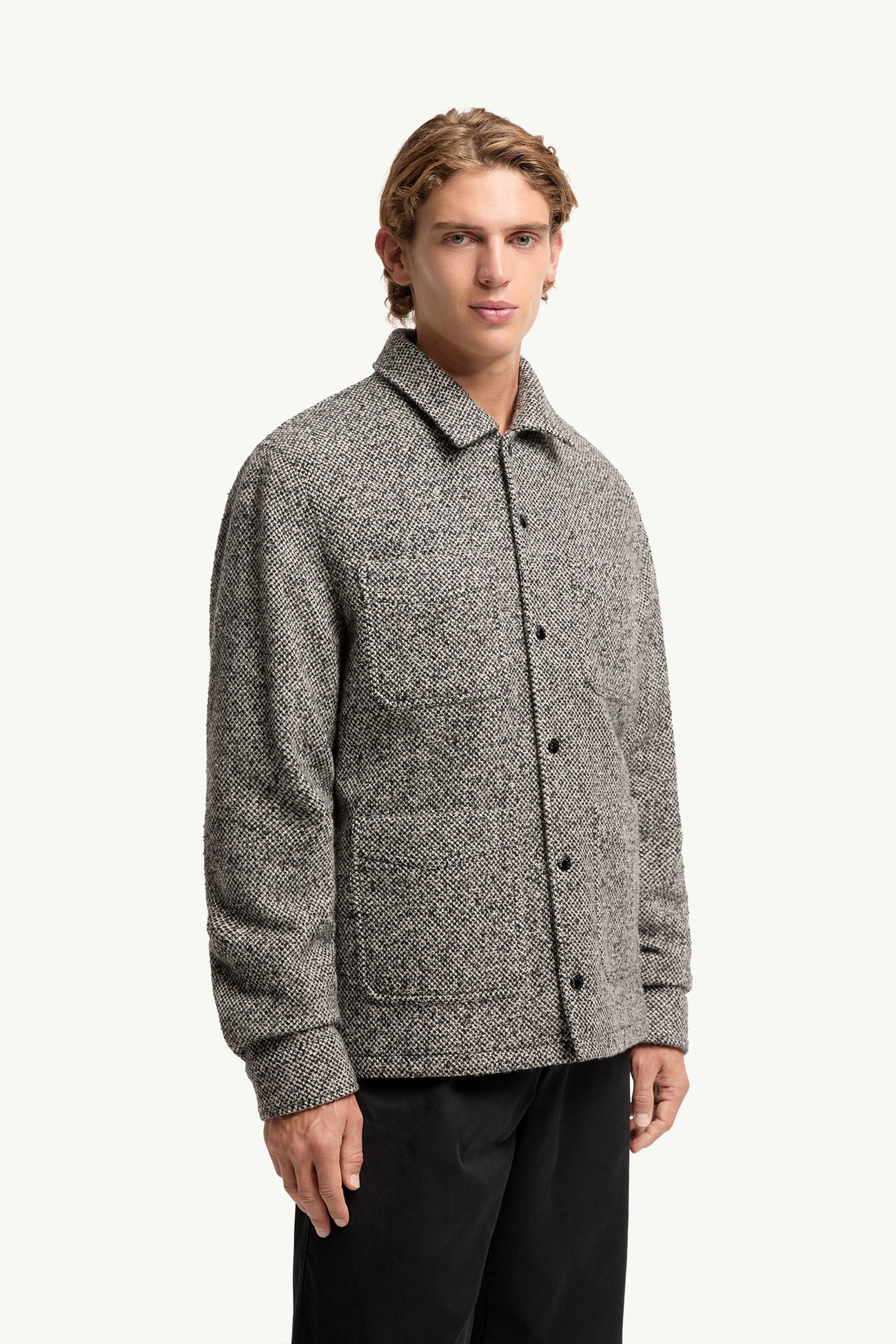 Surchemise en laine mélangée chinée Hommes Gris Moncler 3