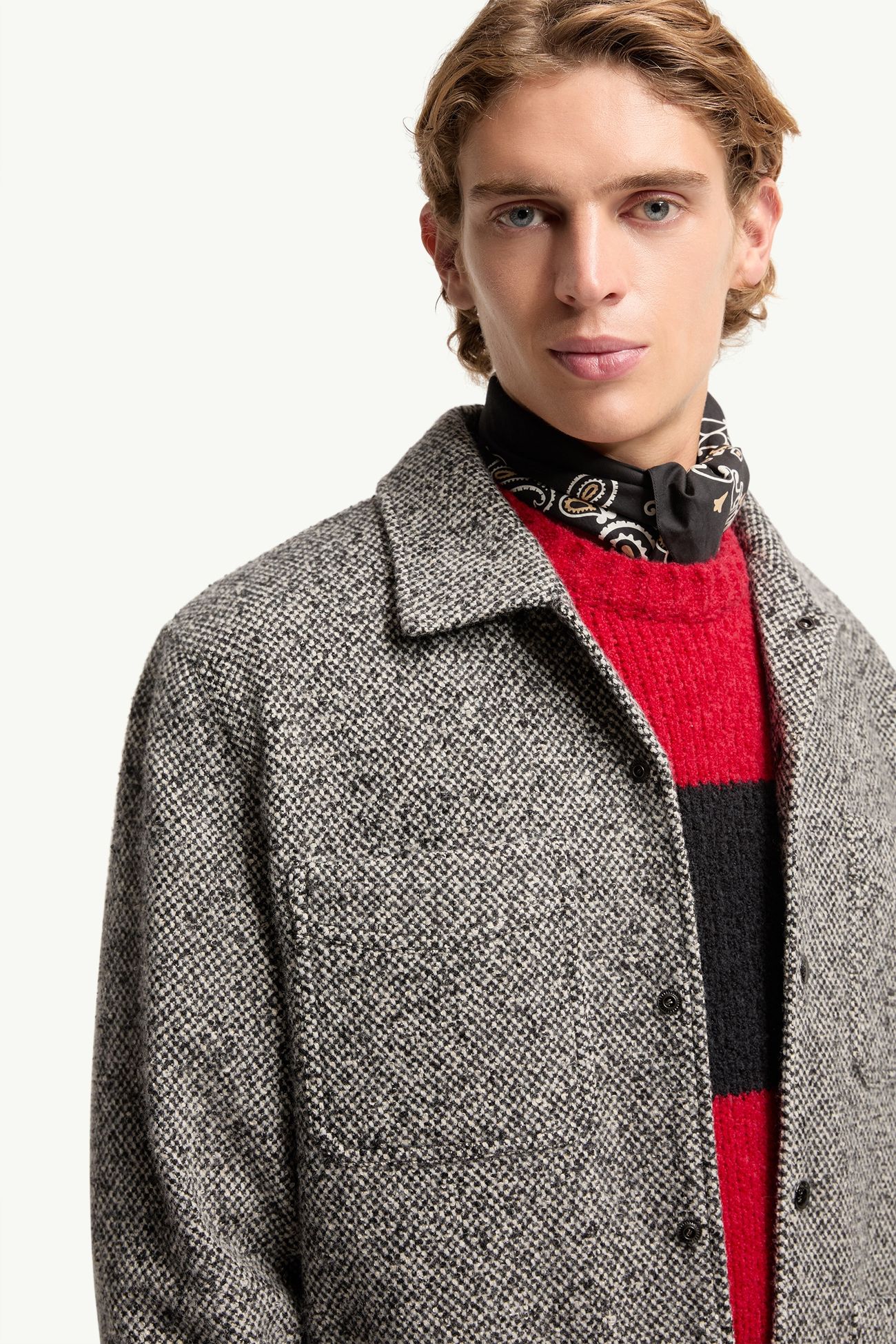 Melange Wool Blend Shirt Jacket Men Gray Moncler 5
