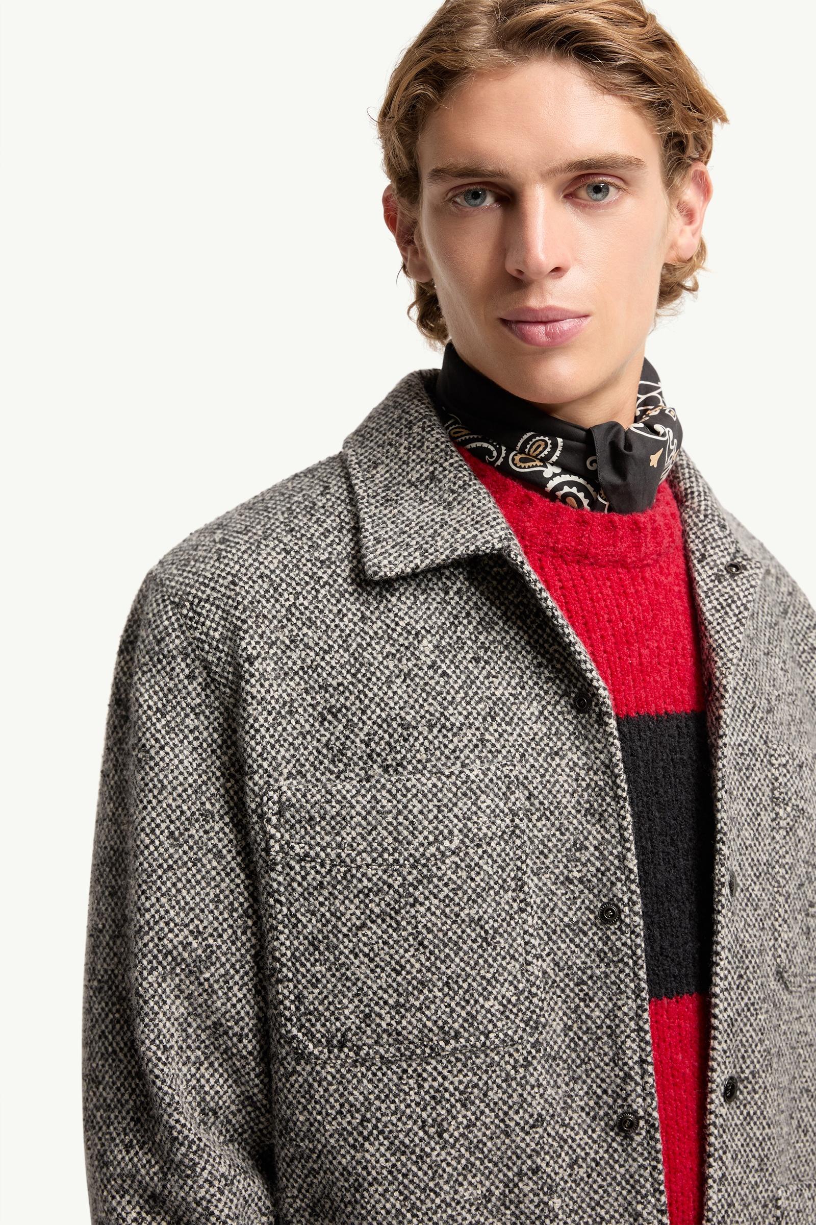 Grey Melange Wool Blend Shirt - Shirt Jackets for Men | Moncler US