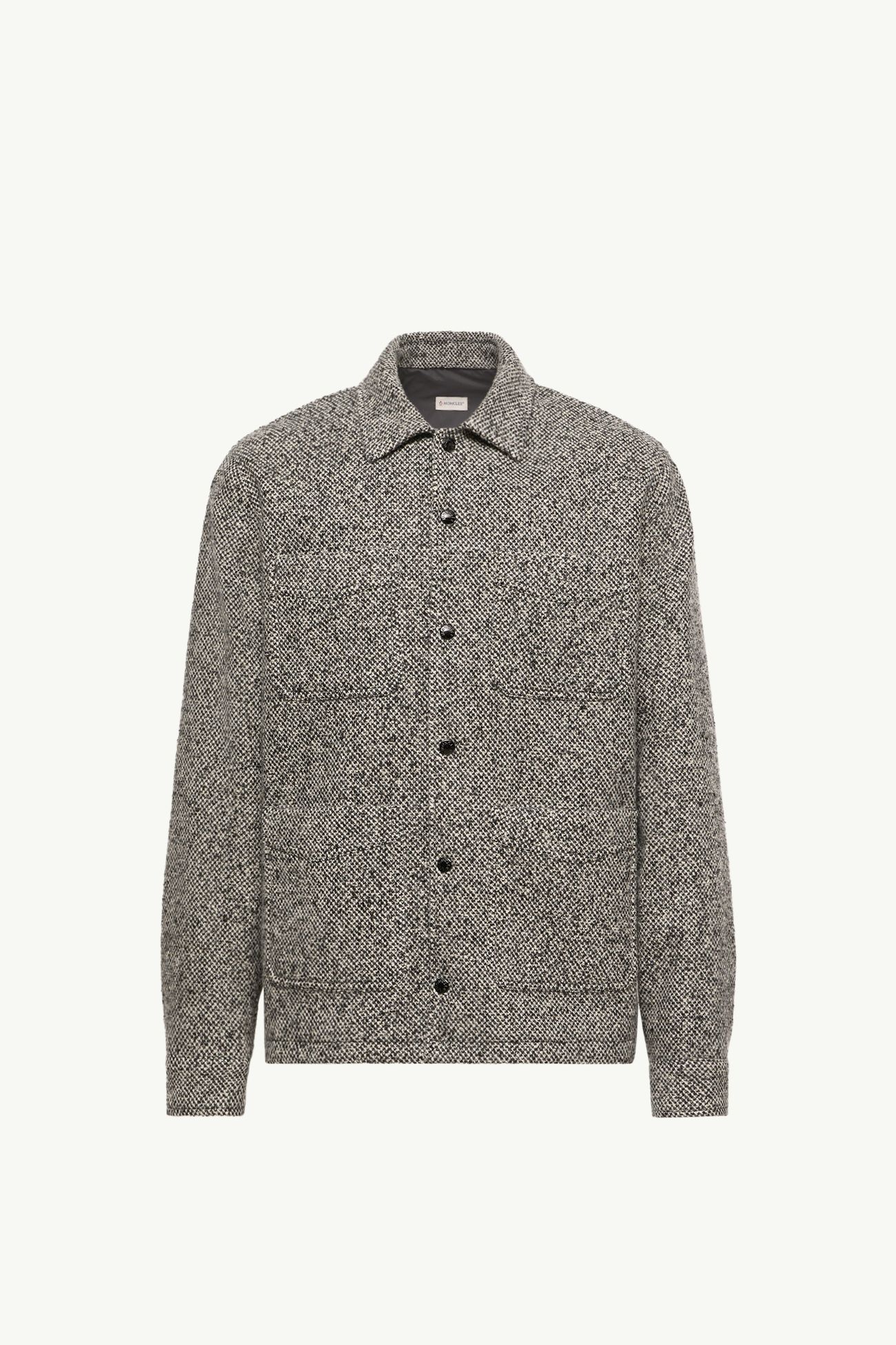 Melange Wool Blend Shirt Jacket Men Gray Moncler 2