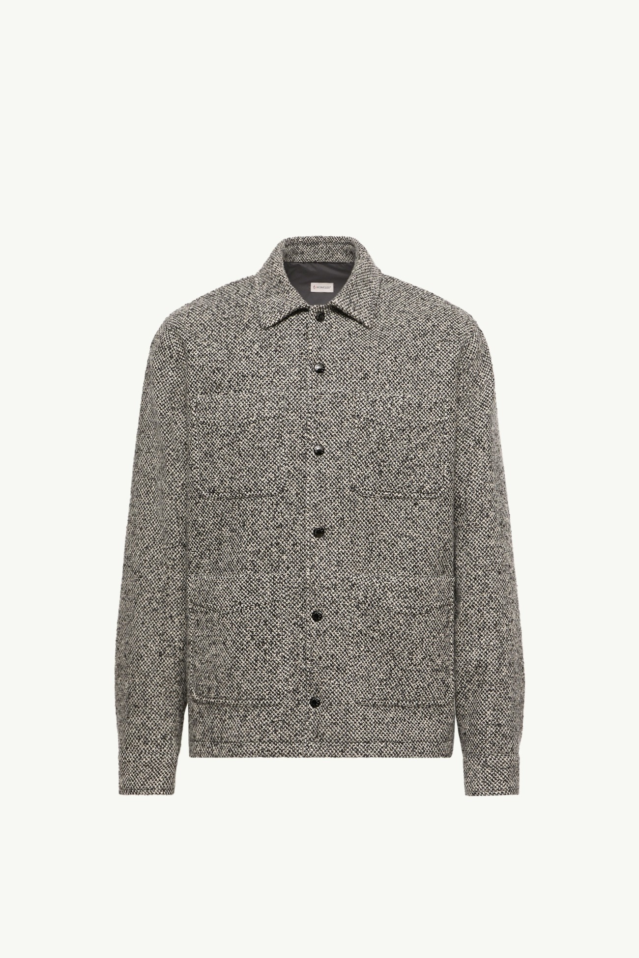 Melange Wool Blend Shirt Jacket Men Gray Moncler 2