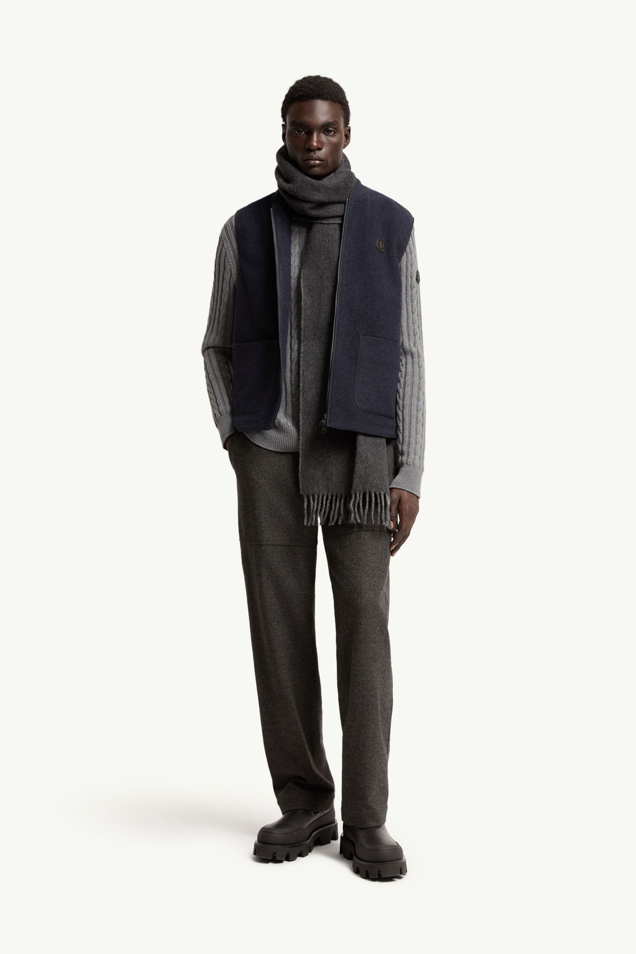 男士羊毛拉链马甲 男士 海军蓝色 Moncler 0