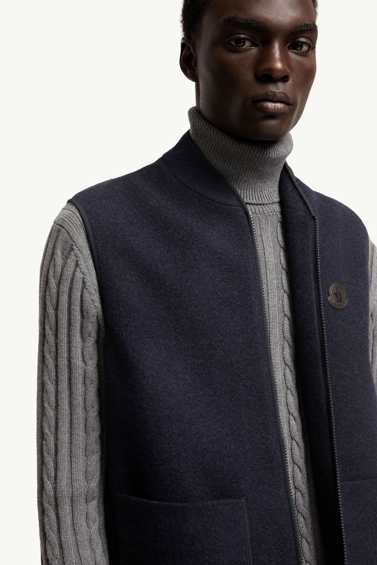 羊毛拉鏈背心 男士 海軍藍色 Moncler 5