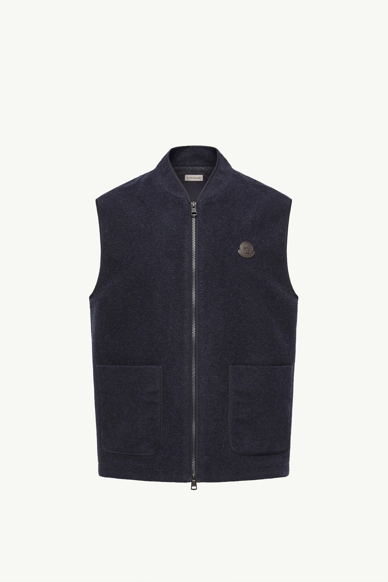 Wool Zip-Up Gilet Men Navy Blue Moncler 2