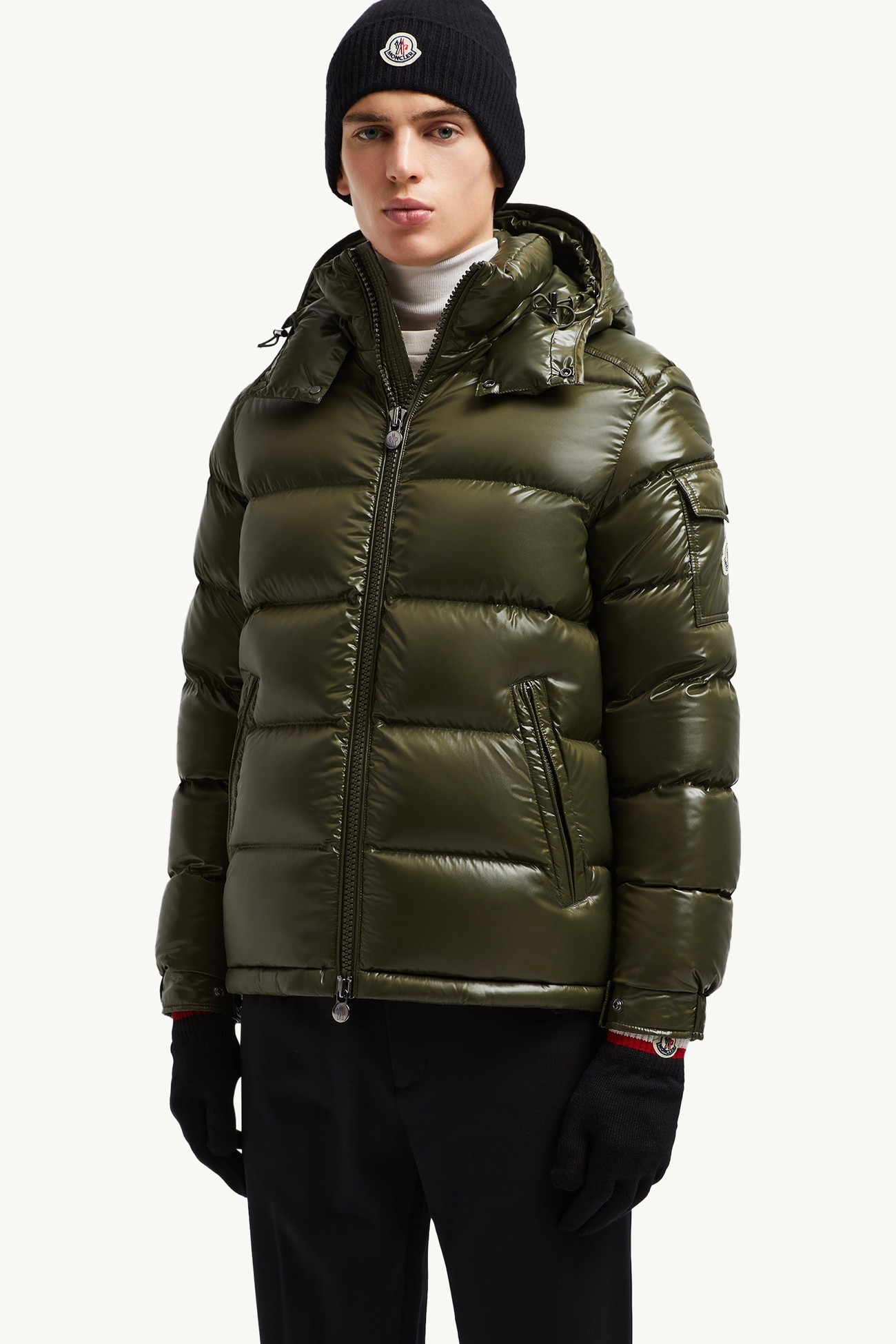 Dreifarbige Handschuhe aus Wolle Herren Schwarz Moncler 1