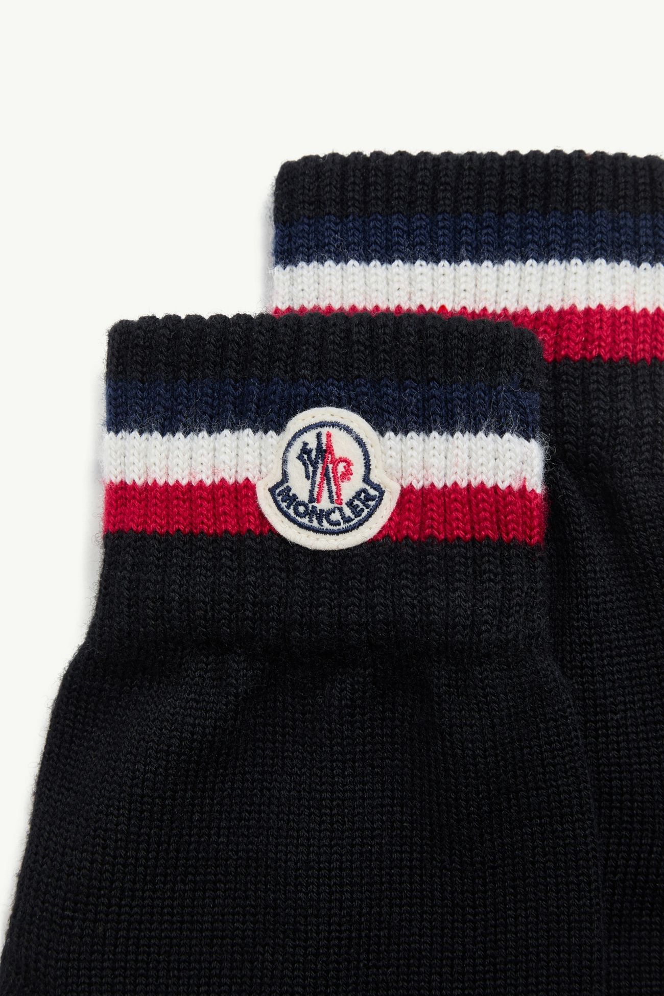 Gants en laine tricolore Hommes Noir Moncler 3